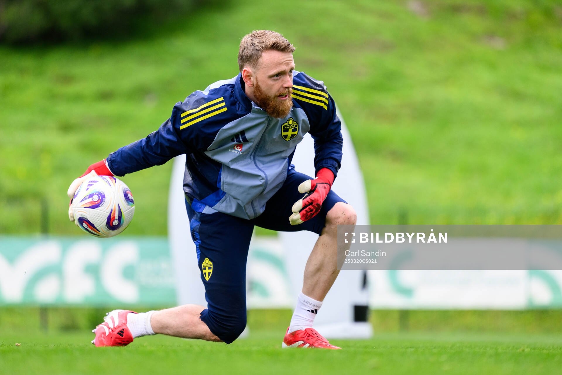 Goalkeeper Viktor Johansson of the Swedish men's national