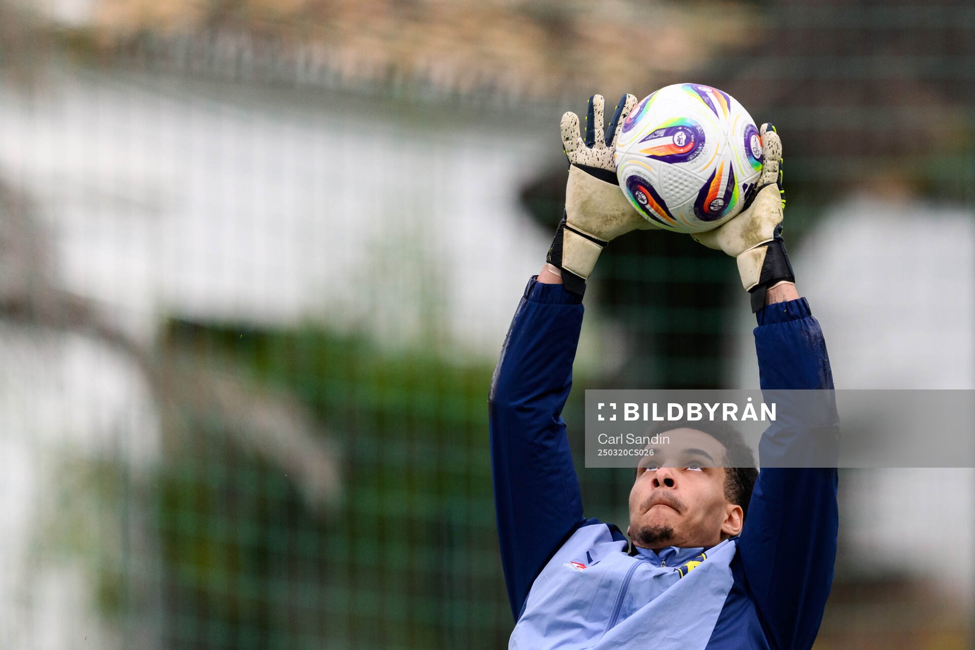 Goalkeeper Oliver Dovin of the Swedish men's national
