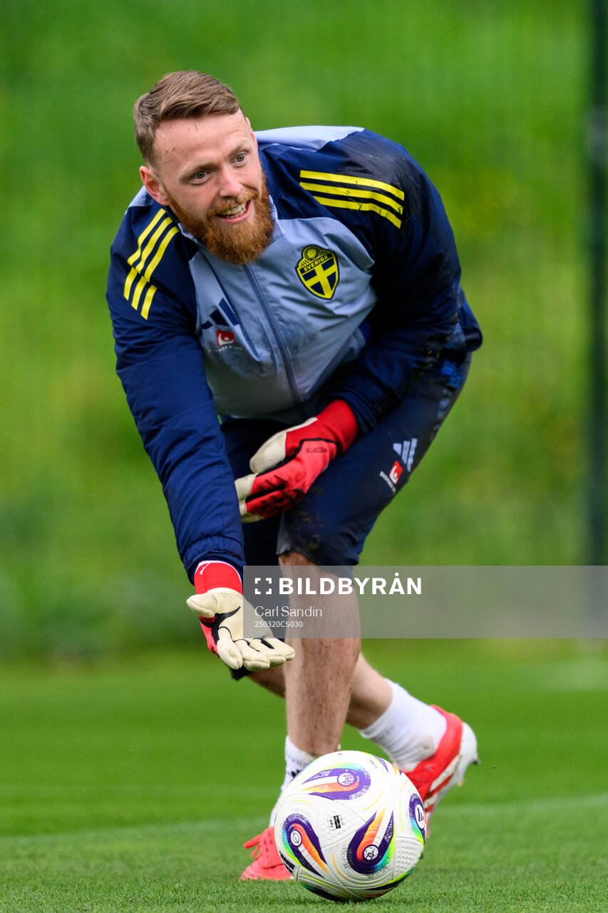 Goalkeeper Viktor Johansson of the Swedish men's national