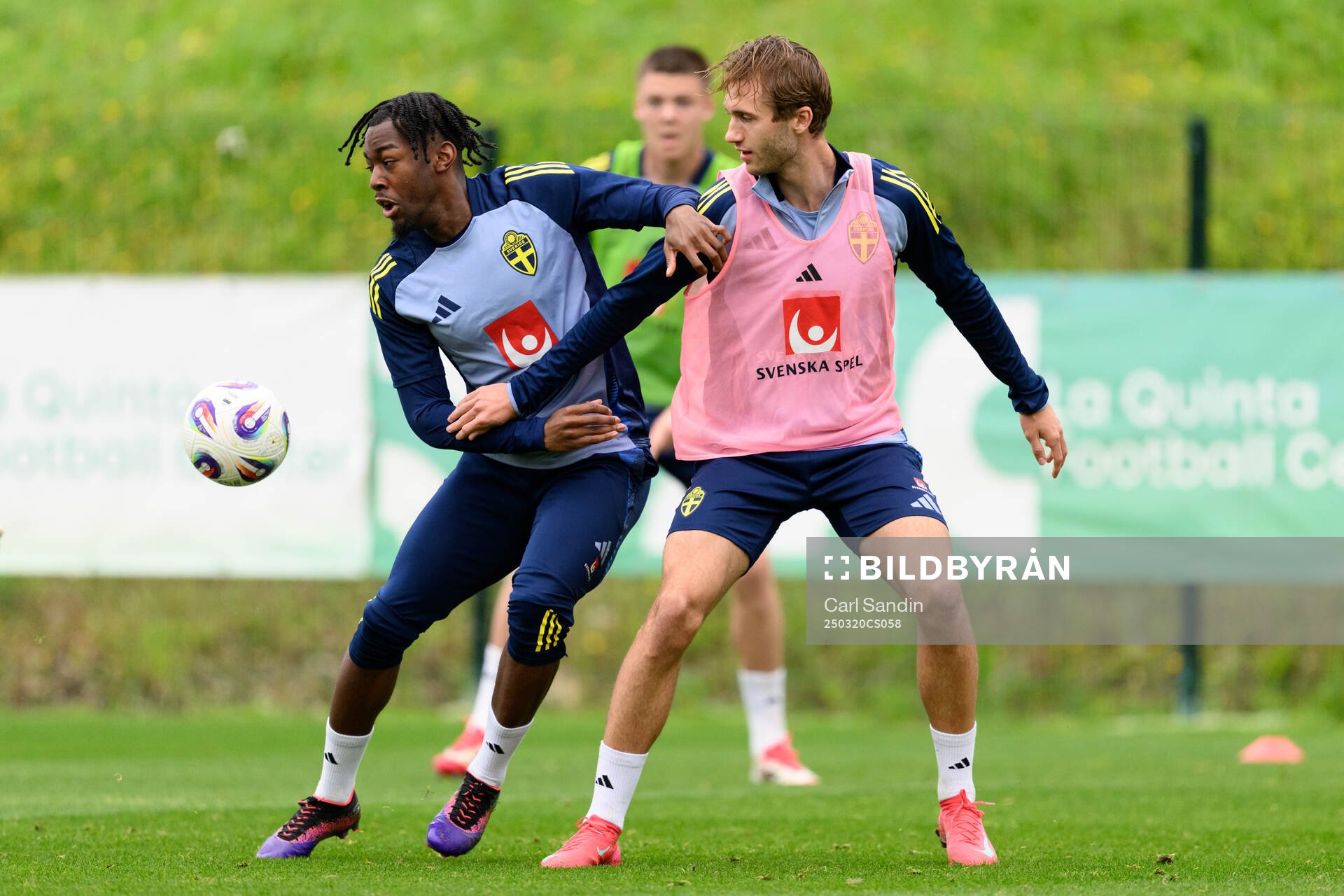 Anthony Elanga and Benjamin Nygren of the Swedish men's