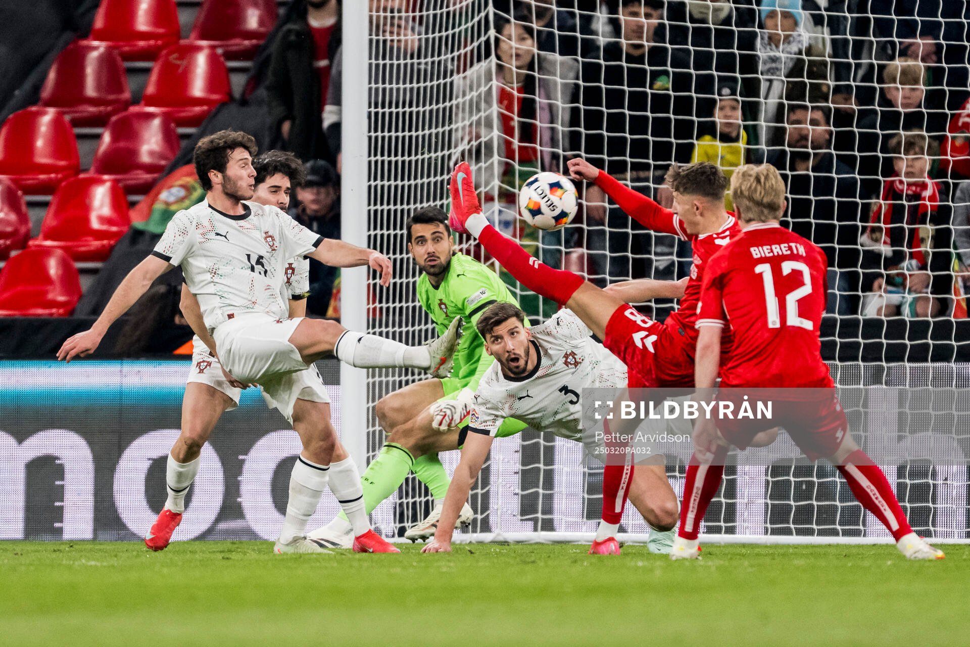Joao Neves, goalkeeper Diogo Costa and Ruben Dias of