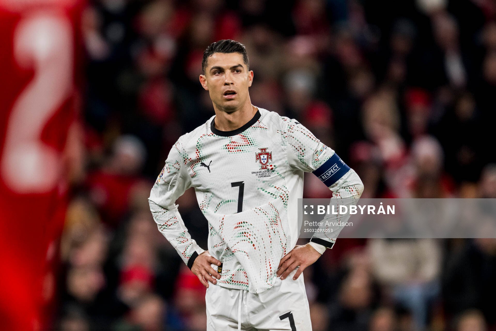 Cristiano Ronaldo of Portugal during the Nations League football match between Denmark and Portugal on March 20, 2025 in Copenhagen. 