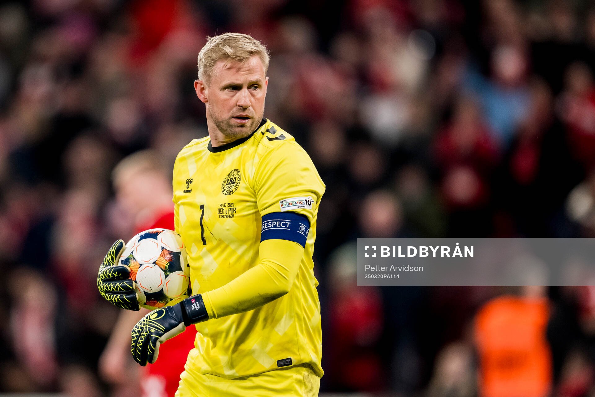 Goalkeeper Kasper Schmeichel of Denmark