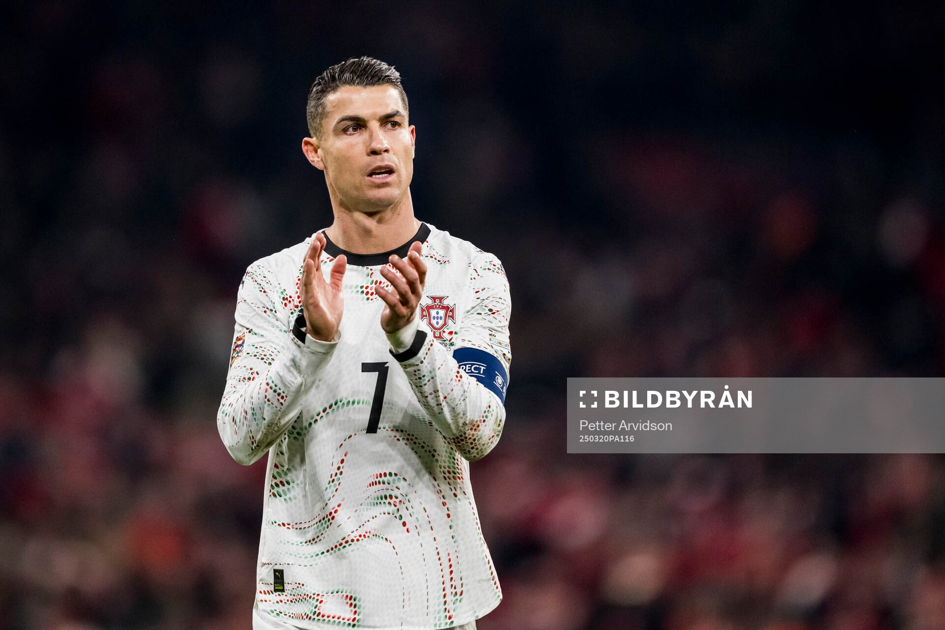 Cristiano Ronaldo of Portugal looks dejected