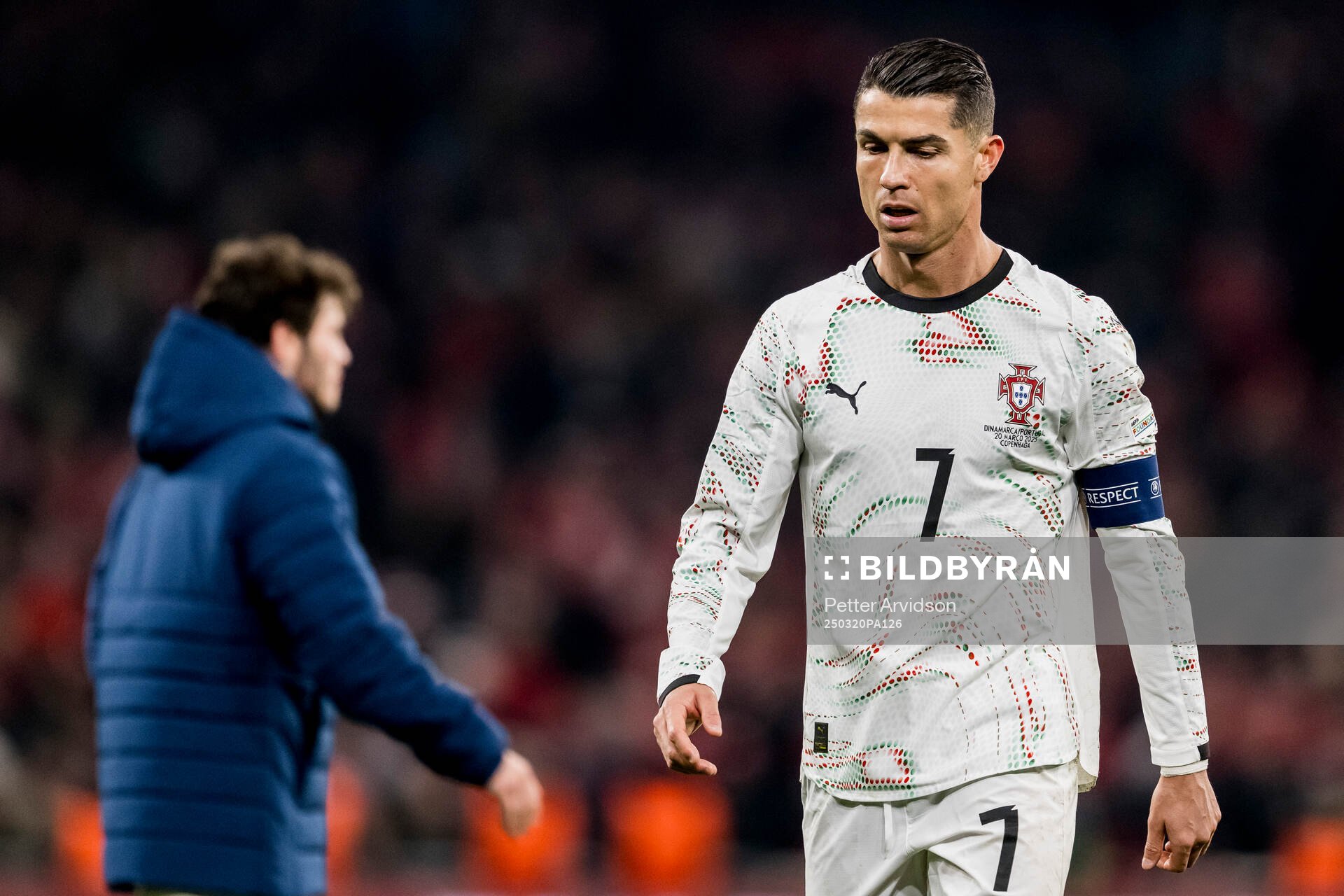 Cristiano Ronaldo of Portugal looks dejected