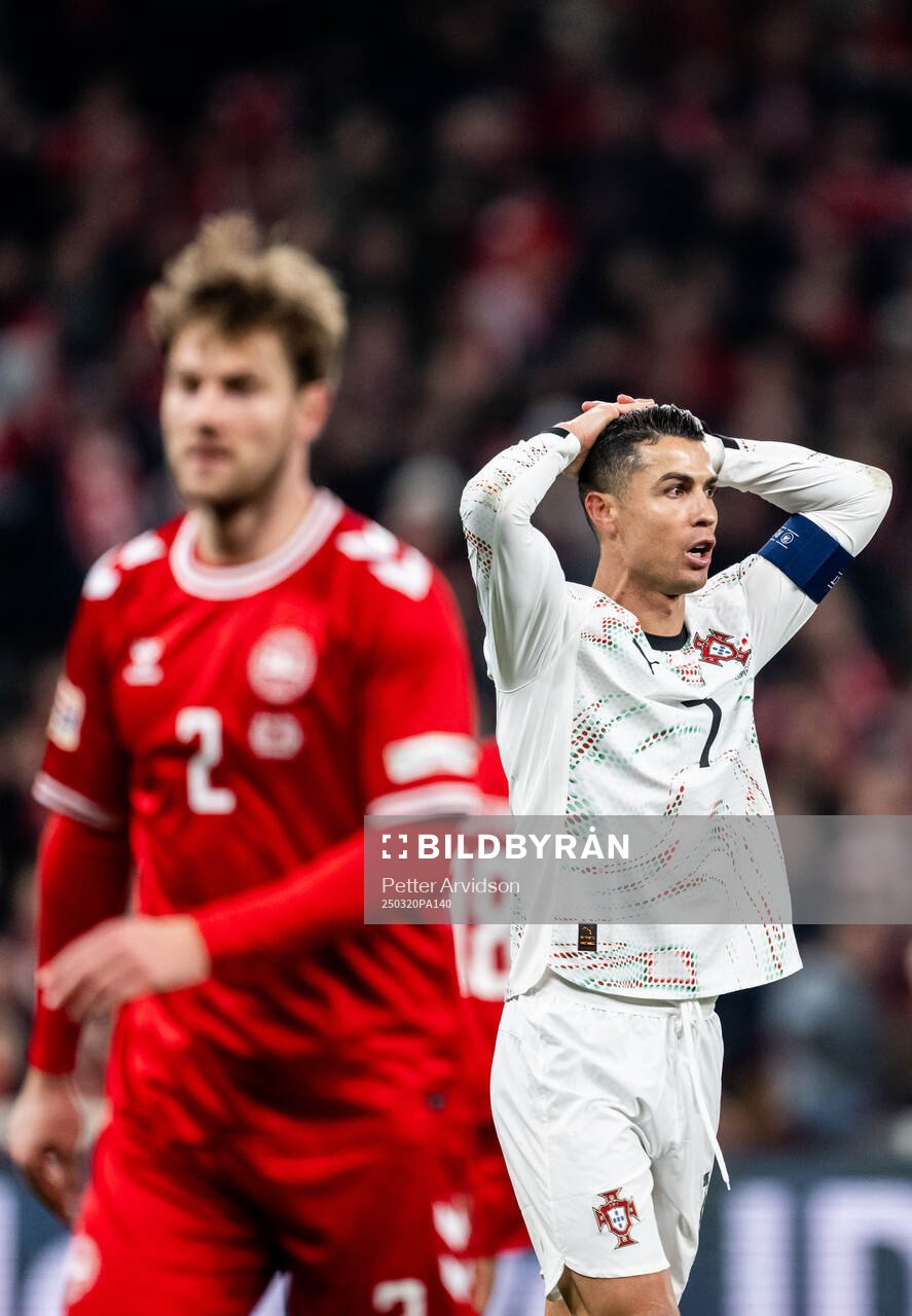 Cristiano Ronaldo of Portugal looks dejected
