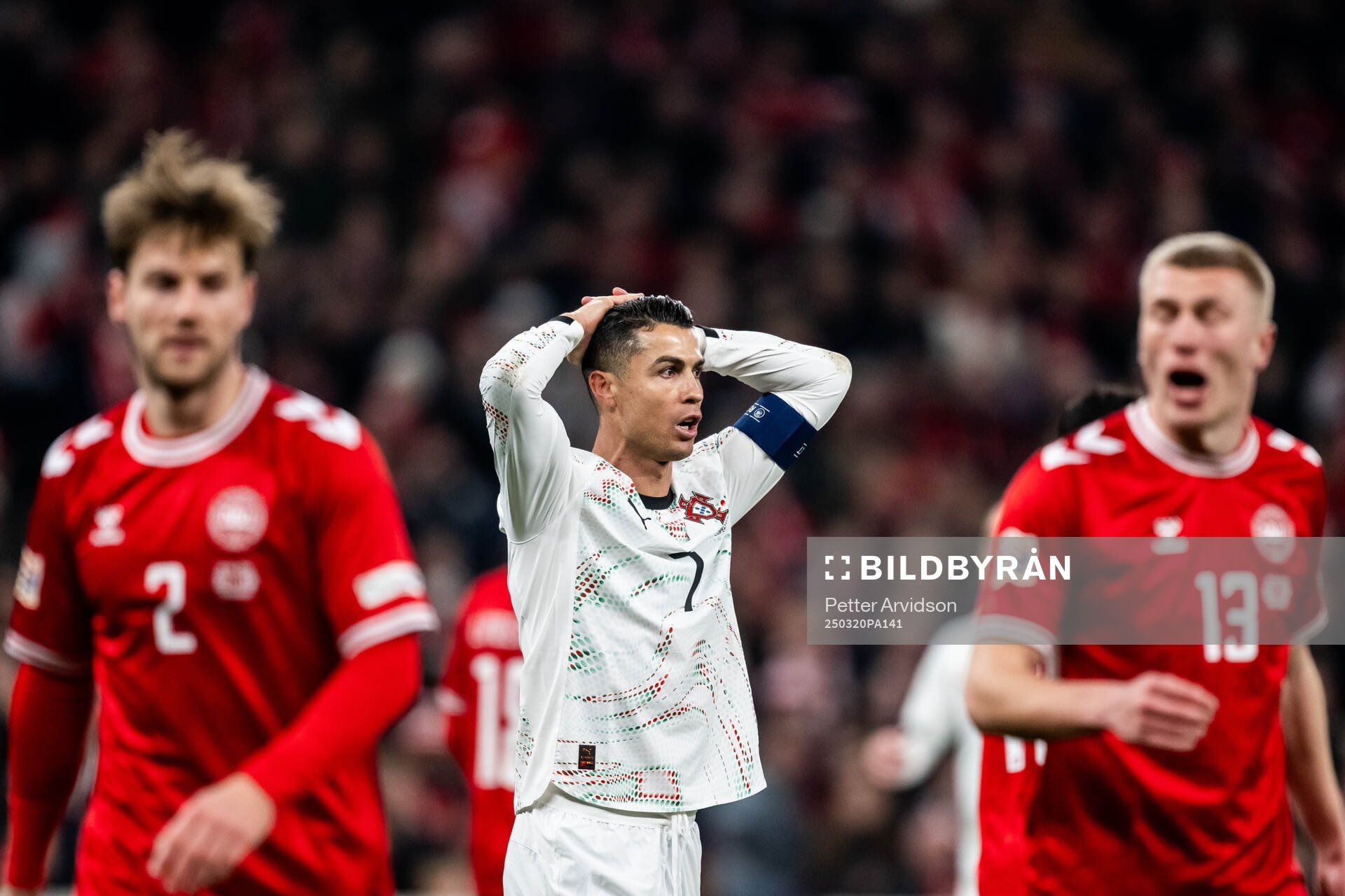 Cristiano Ronaldo of Portugal looks dejected