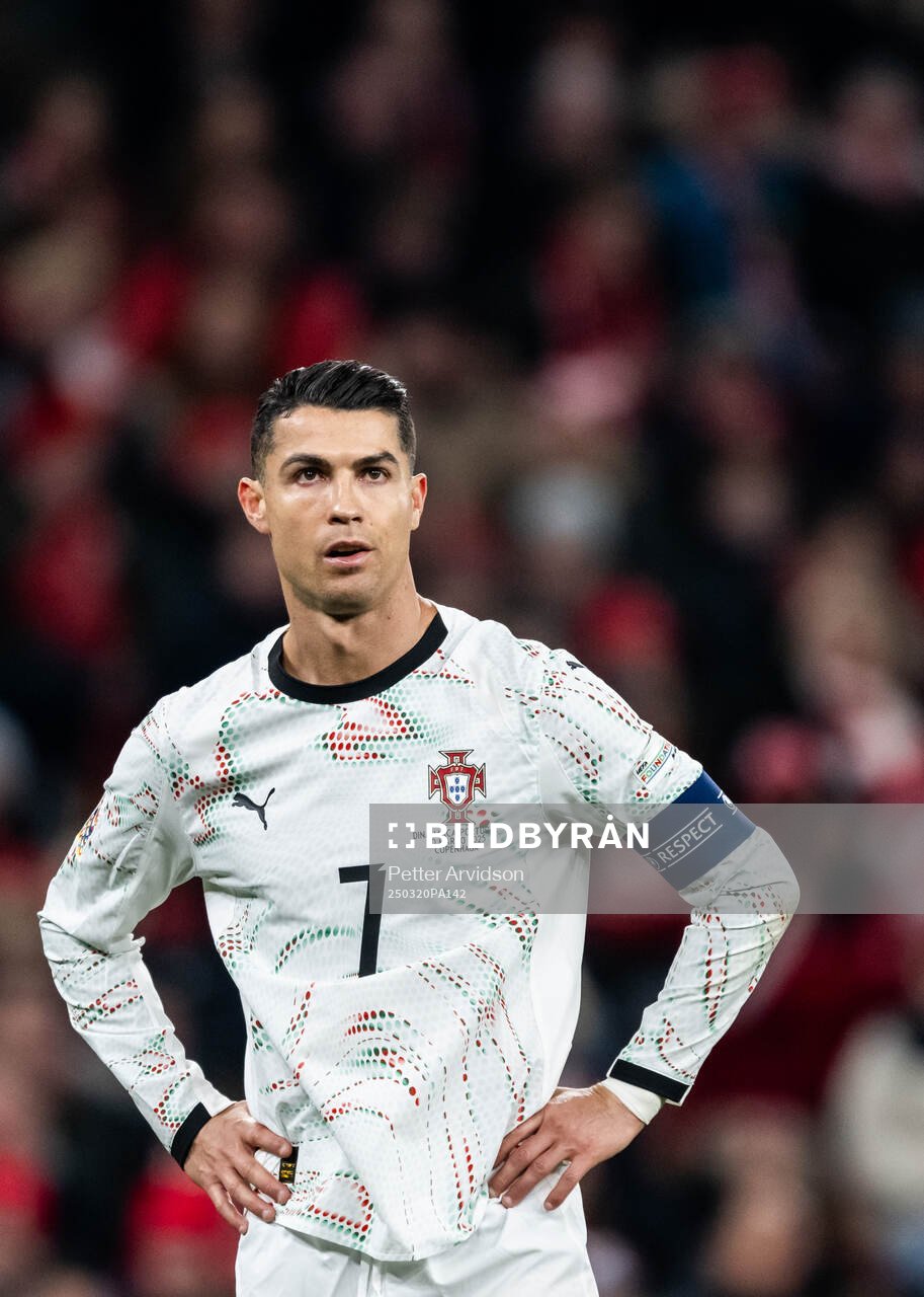 Cristiano Ronaldo of Portugal looks dejected