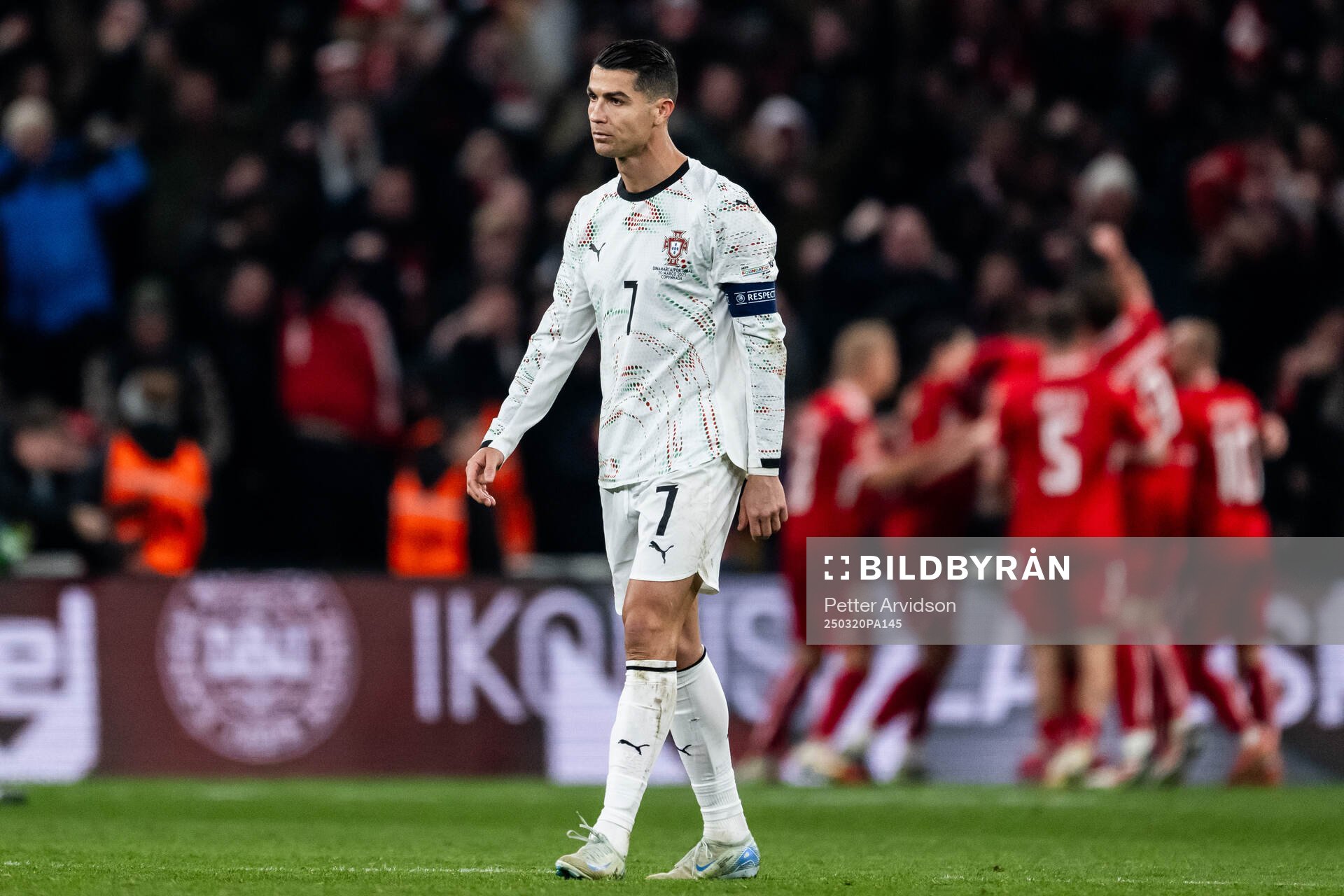 Cristiano Ronaldo of Portugal looks dejected
