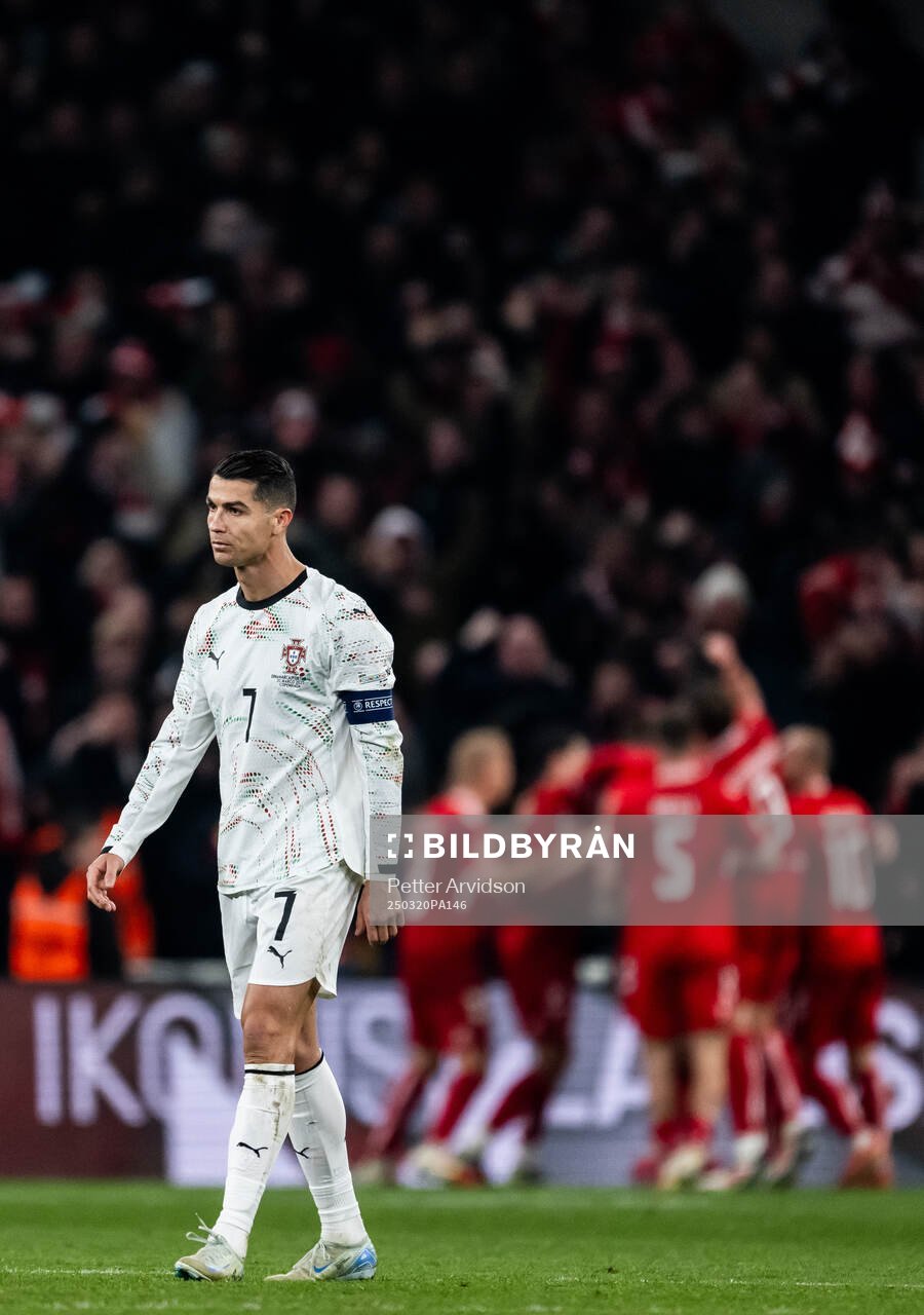 Cristiano Ronaldo of Portugal looks dejected