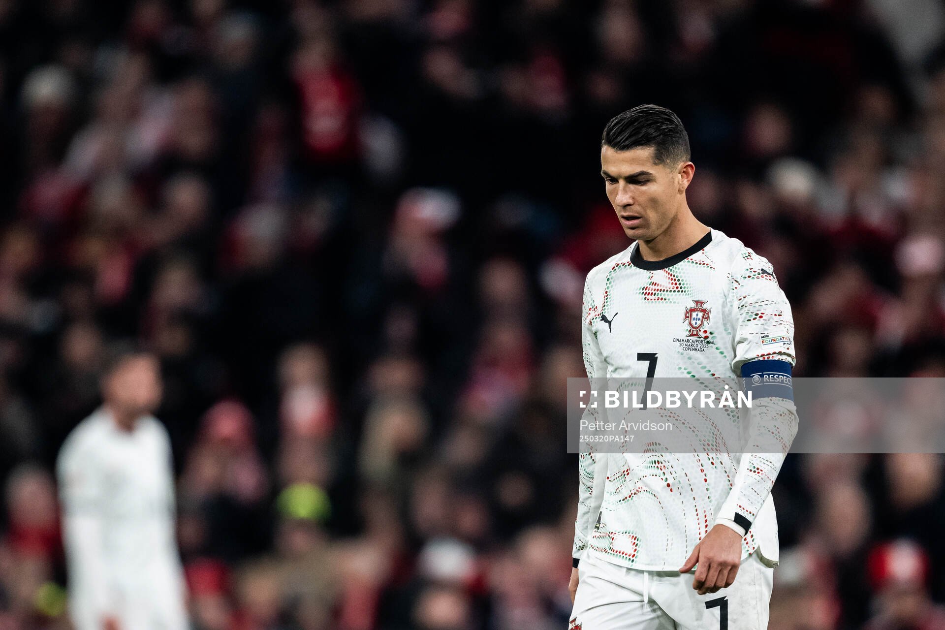Cristiano Ronaldo of Portugal looks dejected
