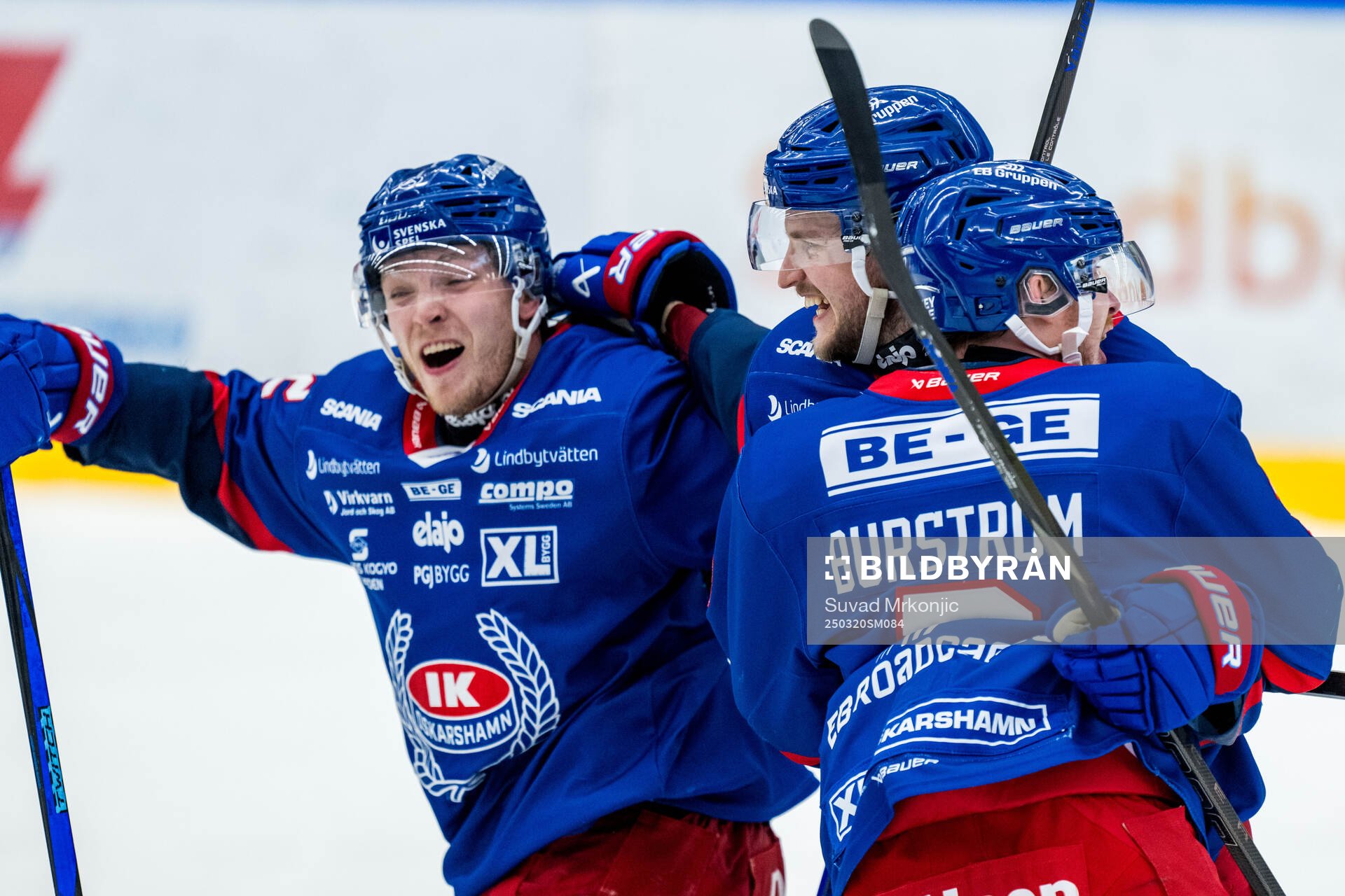 Oskarshamns Zion Nybeck och Rasmus Bengtsson jublar