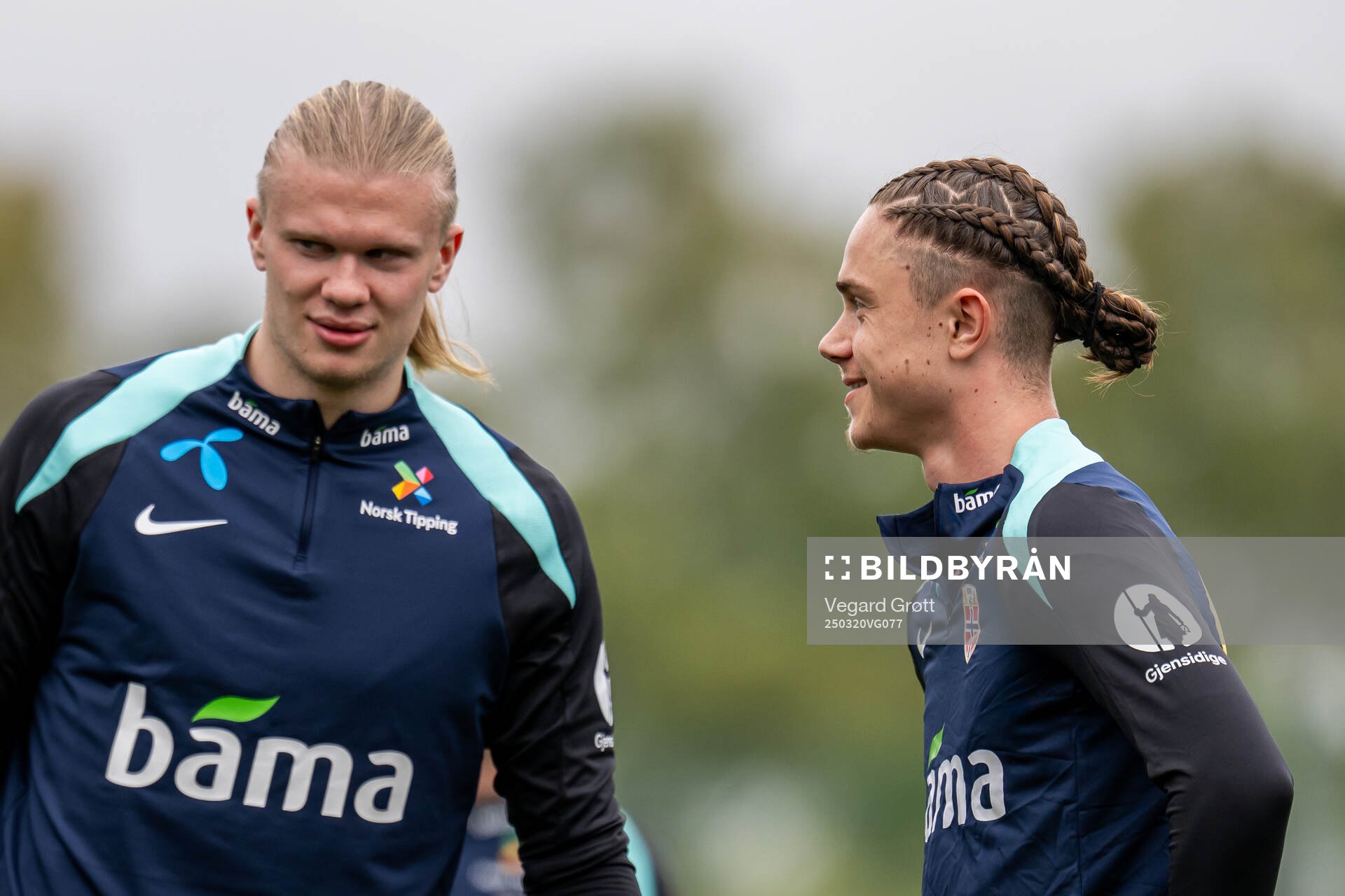 Erling Braut Haaland and Thelo Aasgaard of the Norwegian