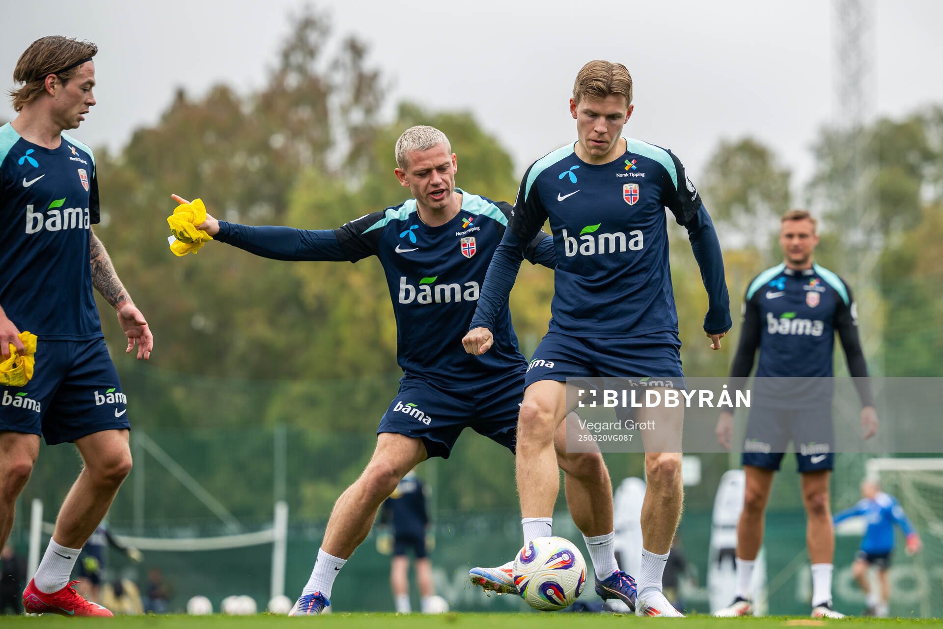 Julian Ryerson and Jens Petter Hauge of the Norwegian