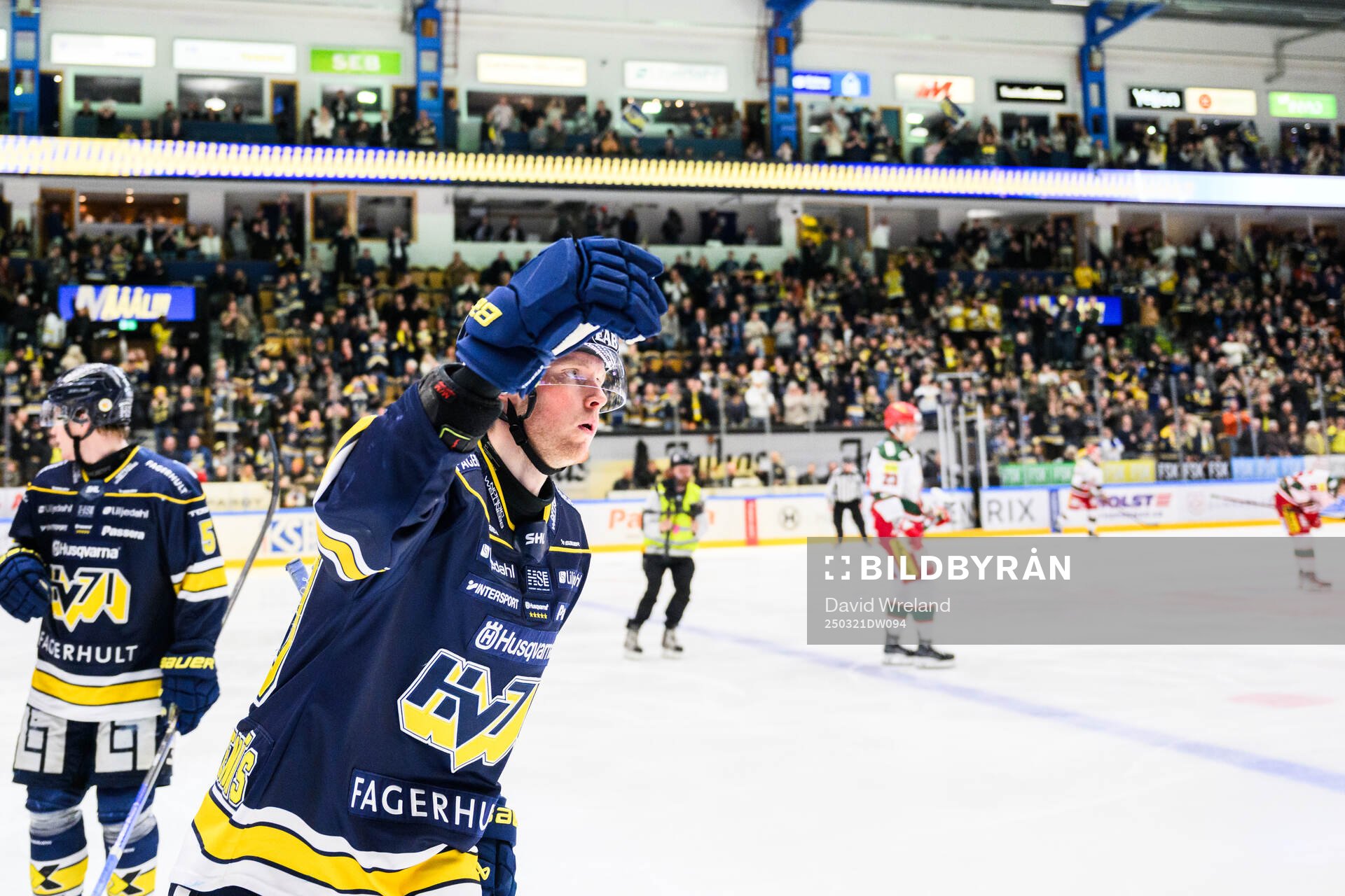 HV71s Oskar Stål-Lyrenäs jublar