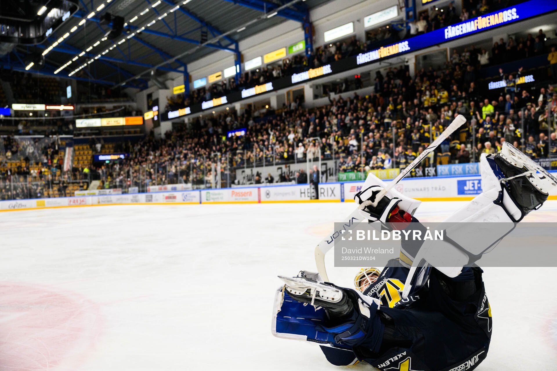 HV71s målvakt Frederik Dichow jublar