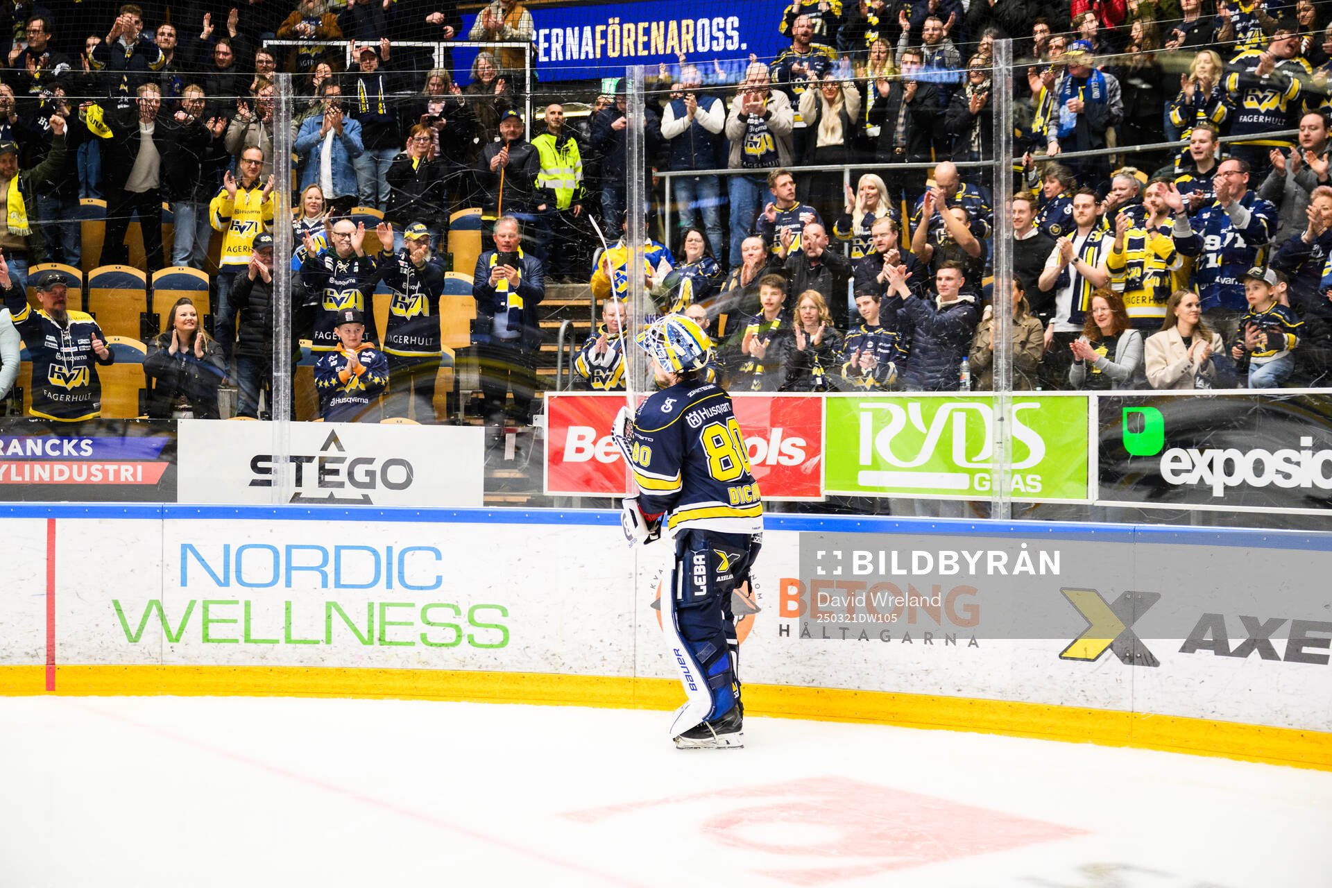 HV71s målvakt Frederik Dichow jublar