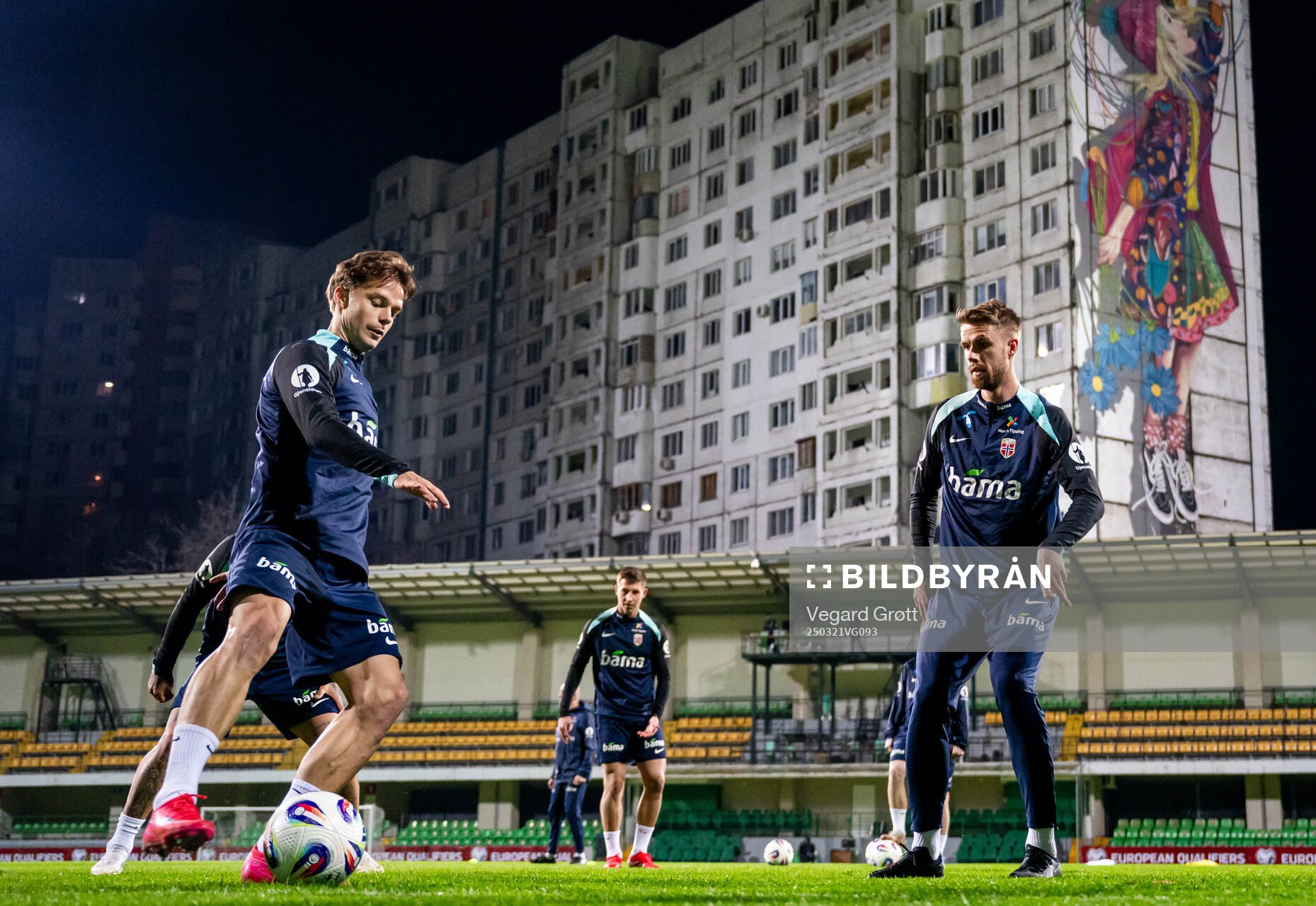 Felix Horn Myhre and Kristoffer Ajer of the Norwegian