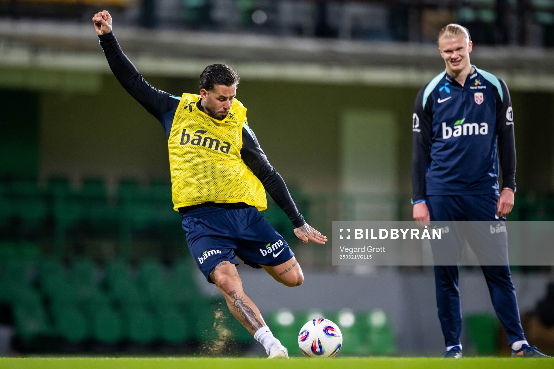 Aron Dønnum and Erling Braut Haaland of the Norwegian