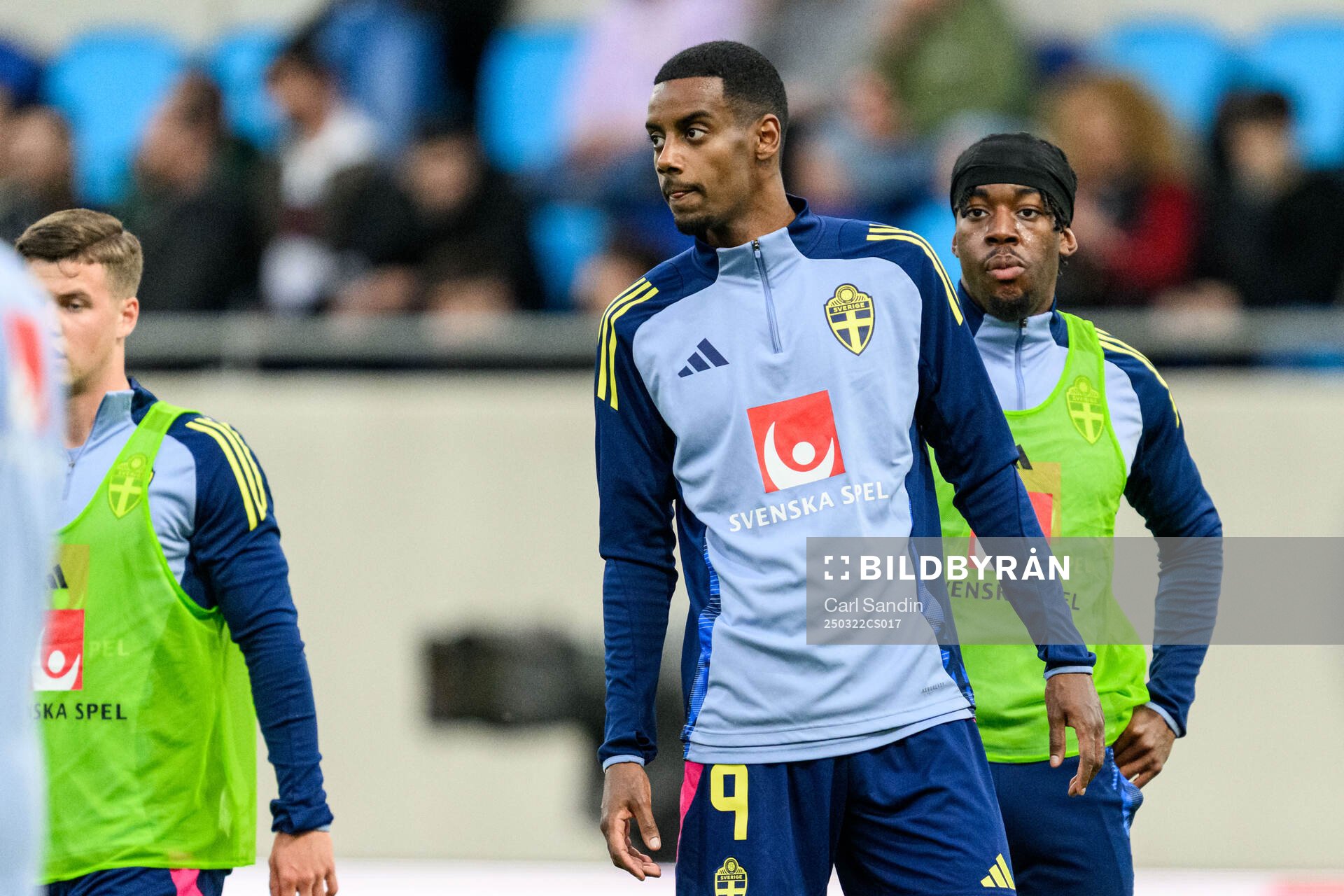 Alexander Isak and Anthony Elanga of Sweden