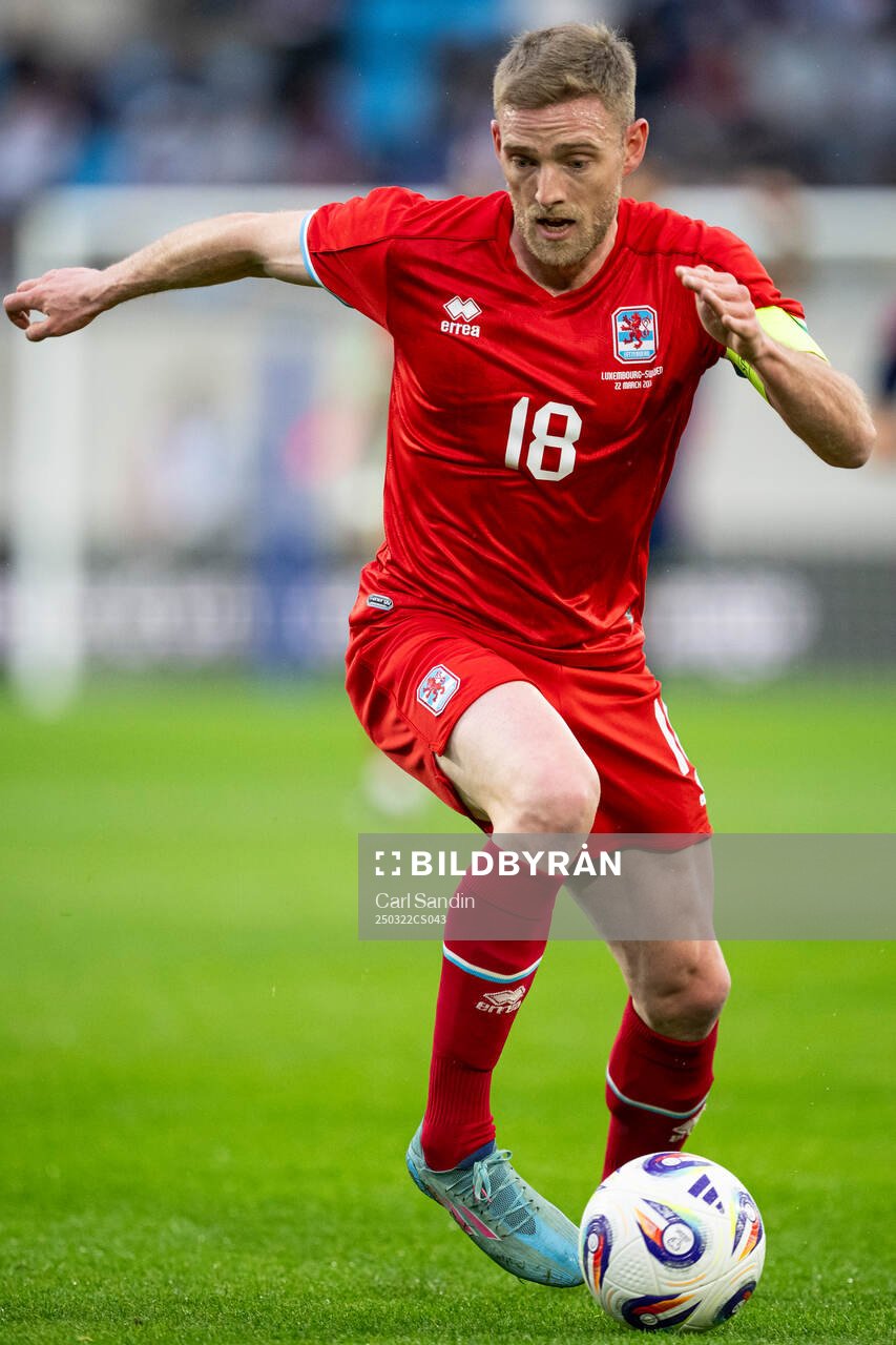 Laurent Jans of Luxembourg during the international friendly football match between Luxembourg and Sweden on March 22, 2025 in Luxembourg.