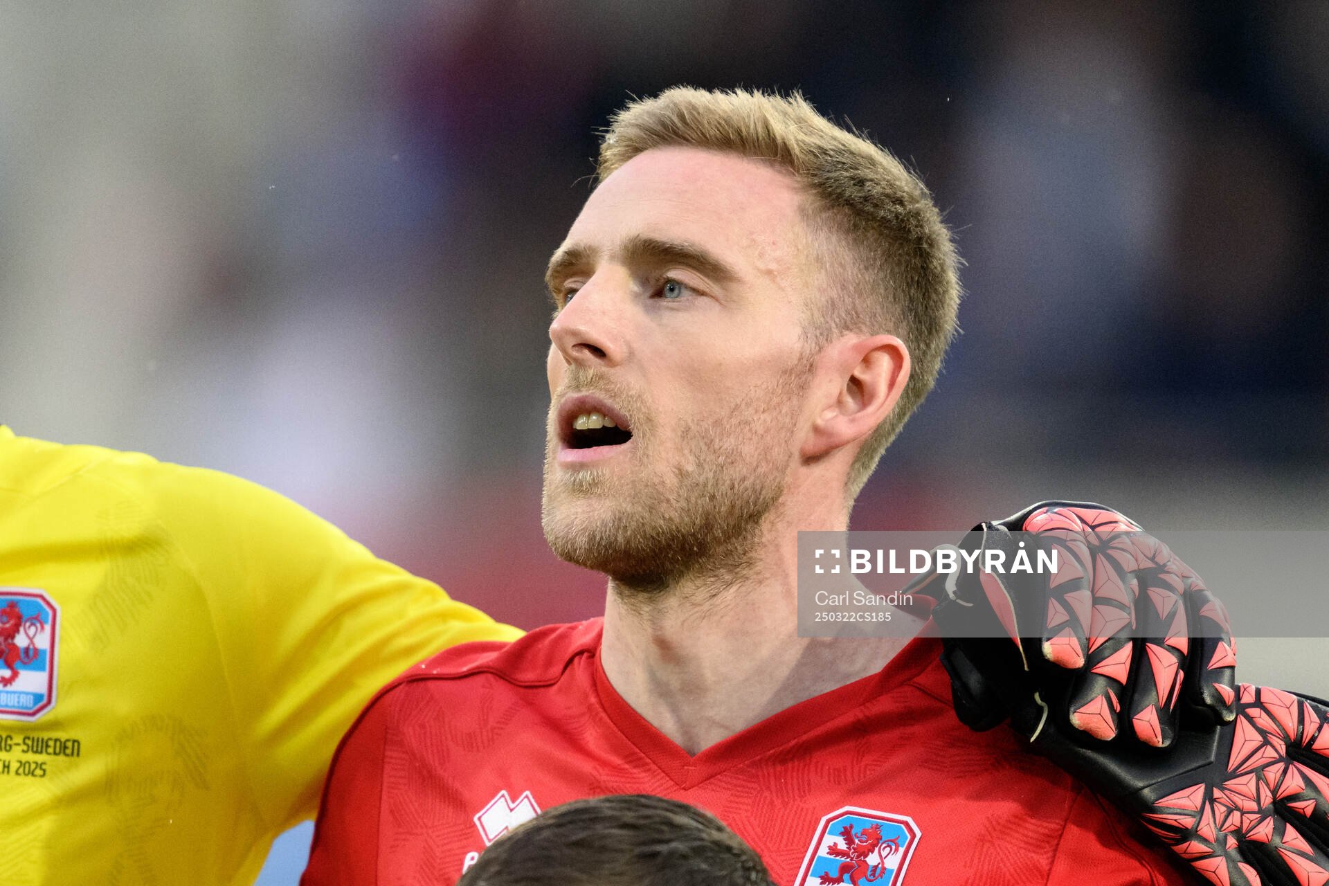 Laurent Jans of Luxembourg at lineup ahead of the international friendly football match between Luxembourg and Sweden on March 22, 2025 in Luxembourg.