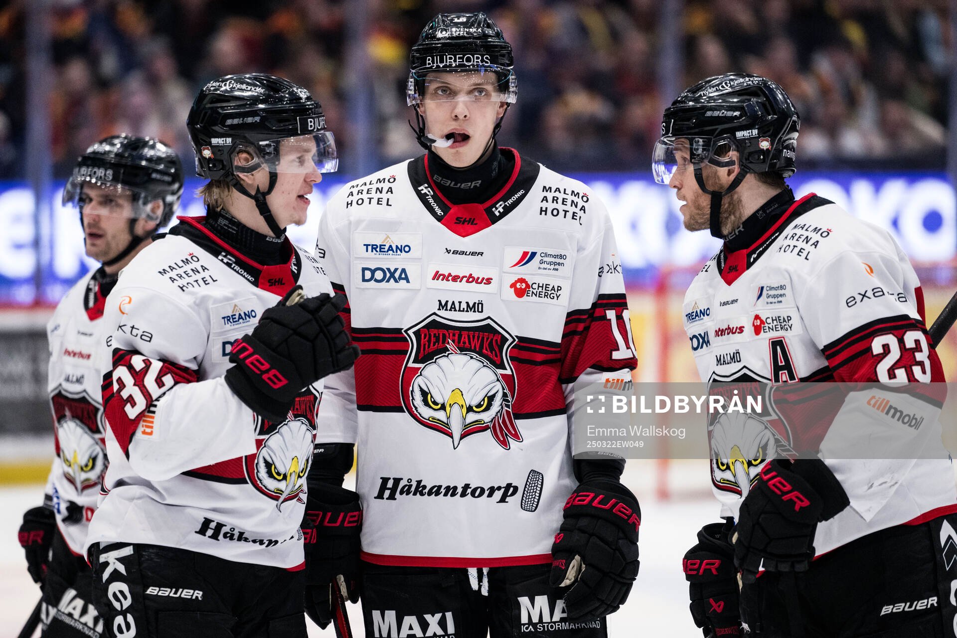 Malmö Redhawks Joona Ikonen, William von Barnekow och