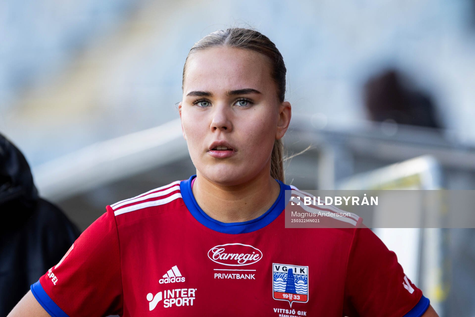 Vittsjös Ilona Walta under fotbollsmatchen i Damallsvenskan mellan IFK Norrköping och Vittsjö den 22 mars 2025 i Norrköping. 