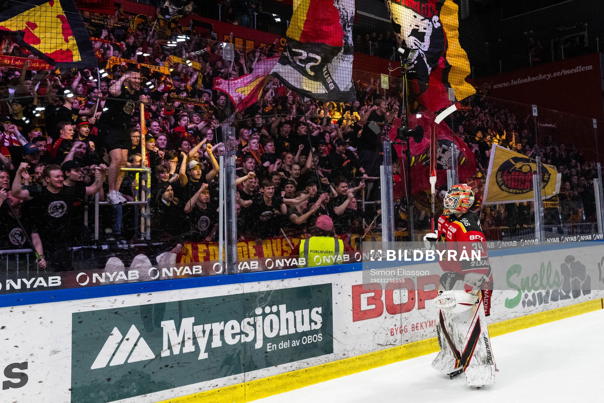 Luleås målvakt Joel Lassinantti jublar