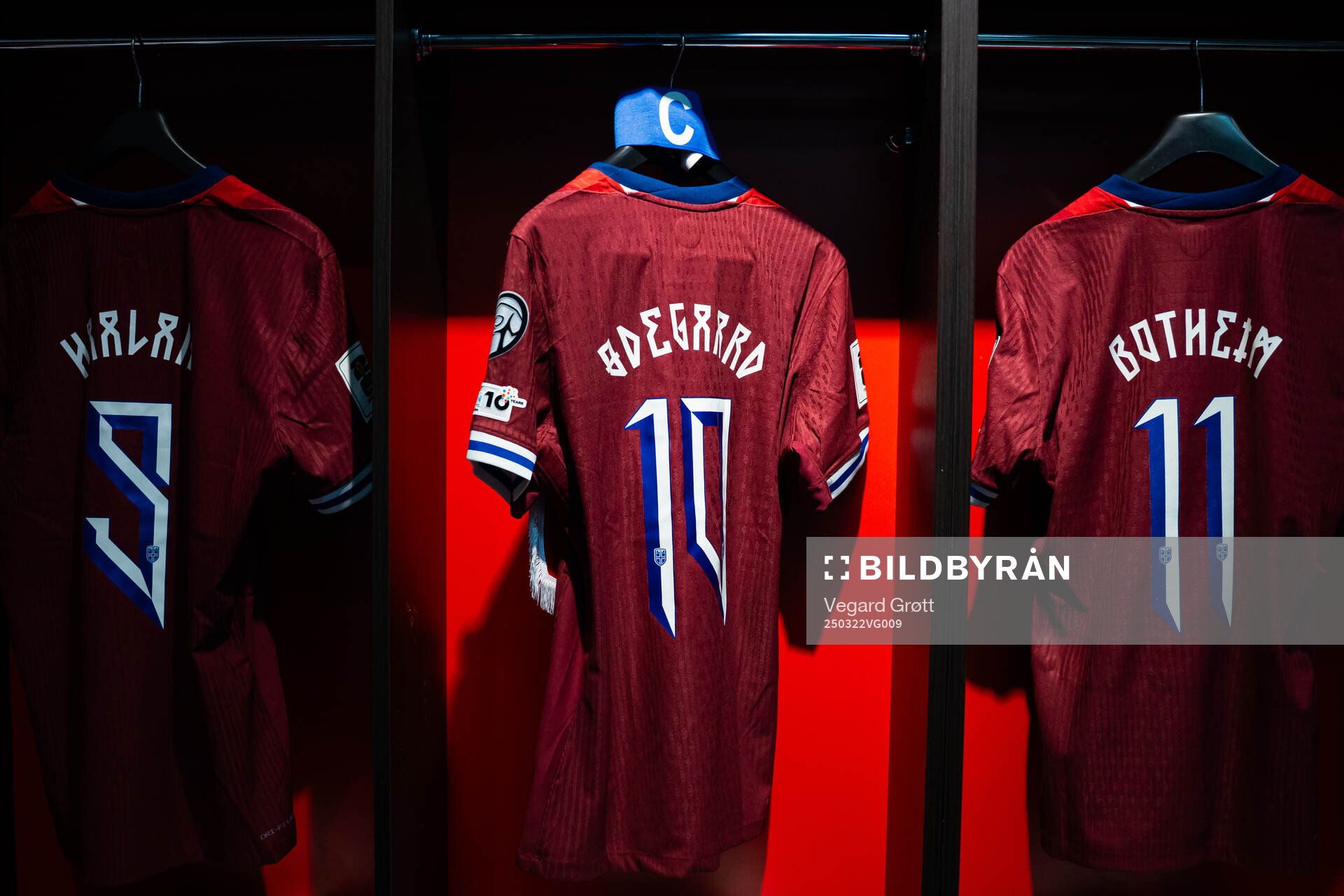 The kits of Erling Braut Haaland, Martin Ødegaard and Erik