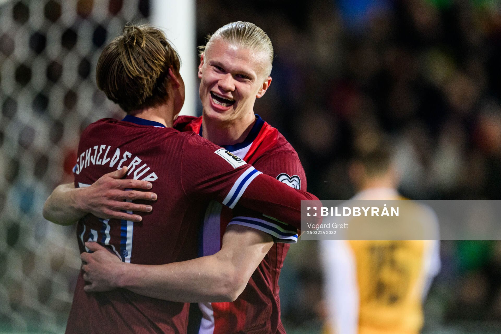 Andreas Schjelderup and Erling Braut Haaland of Norway