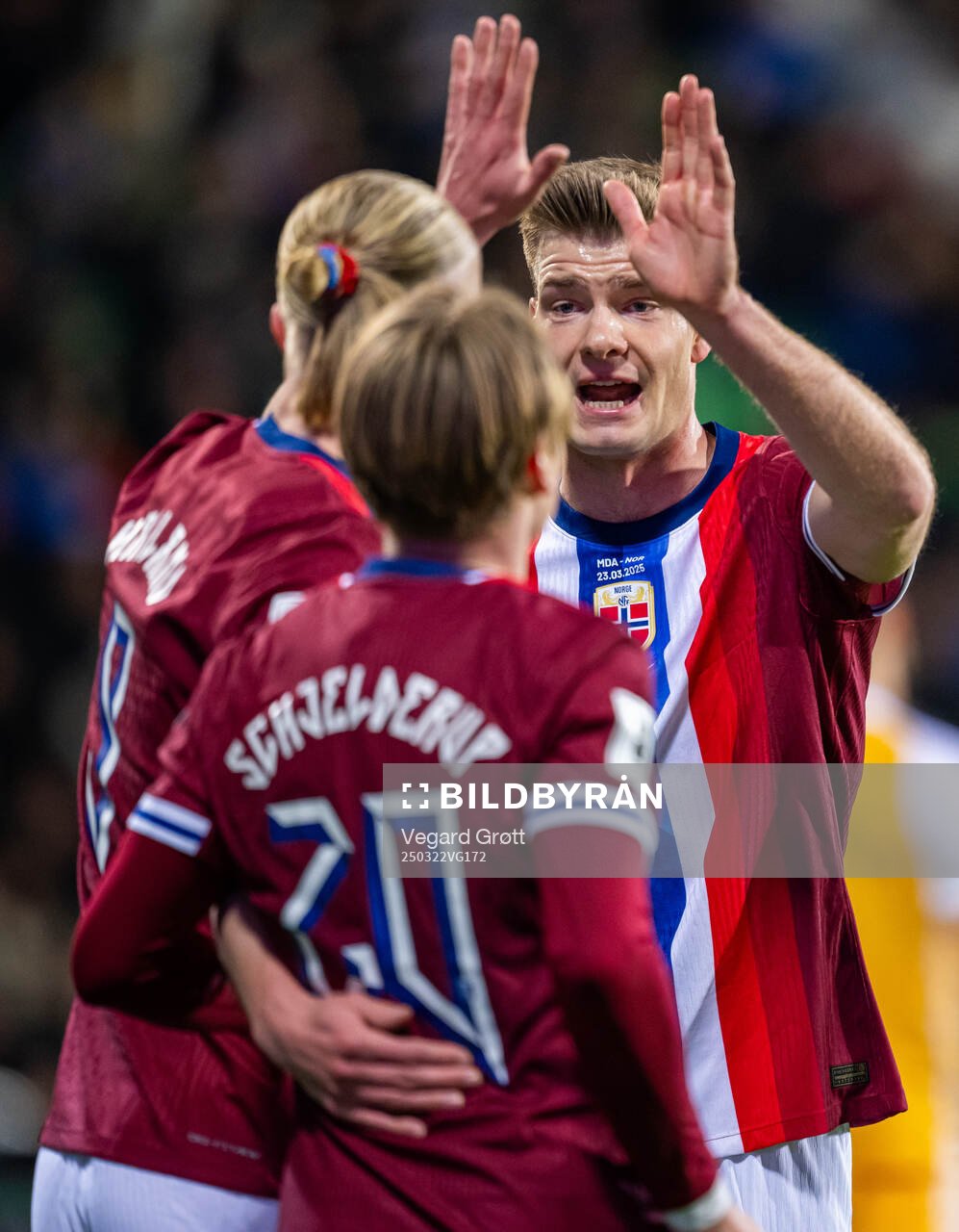 Alexander Sørloth celebrates with teammates