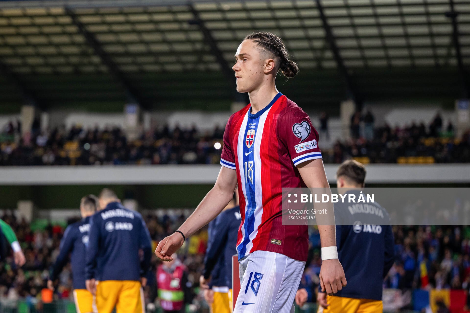 Thelo Aasgaard of Norway enters the pitch