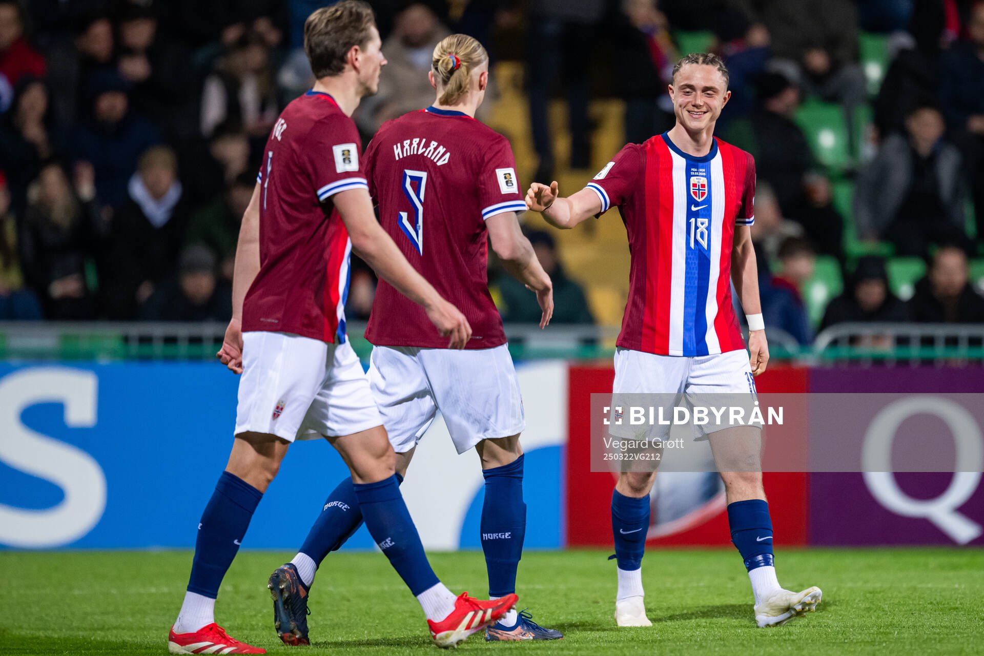 Thelo Aasgaard of Norway celebrates with teammate Erling