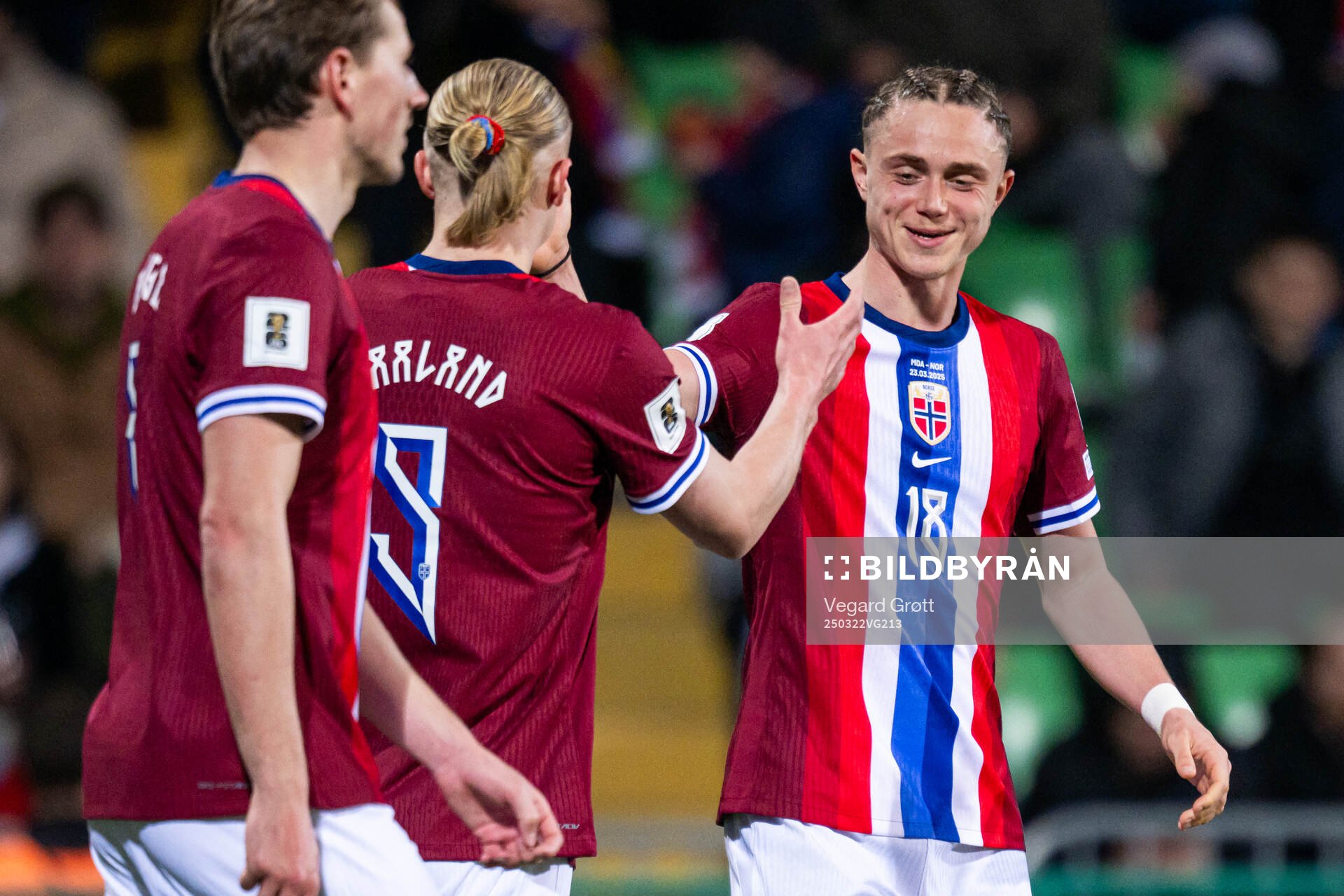 Thelo Aasgaard of Norway celebrates with teammate Erling