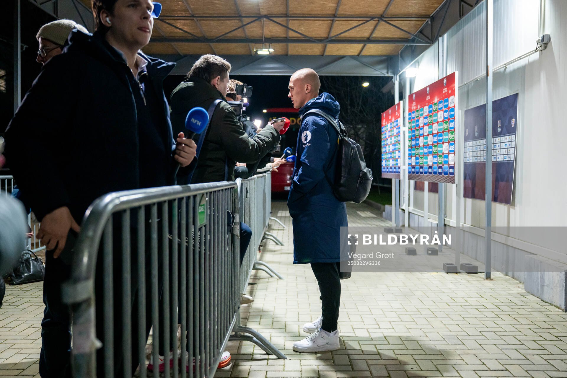 Leo Østigård of Norway in the mixed zone after the FIFA World Cup Qualifier football match between Moldova and Norway on March 22, 2025 in Chisinau. 