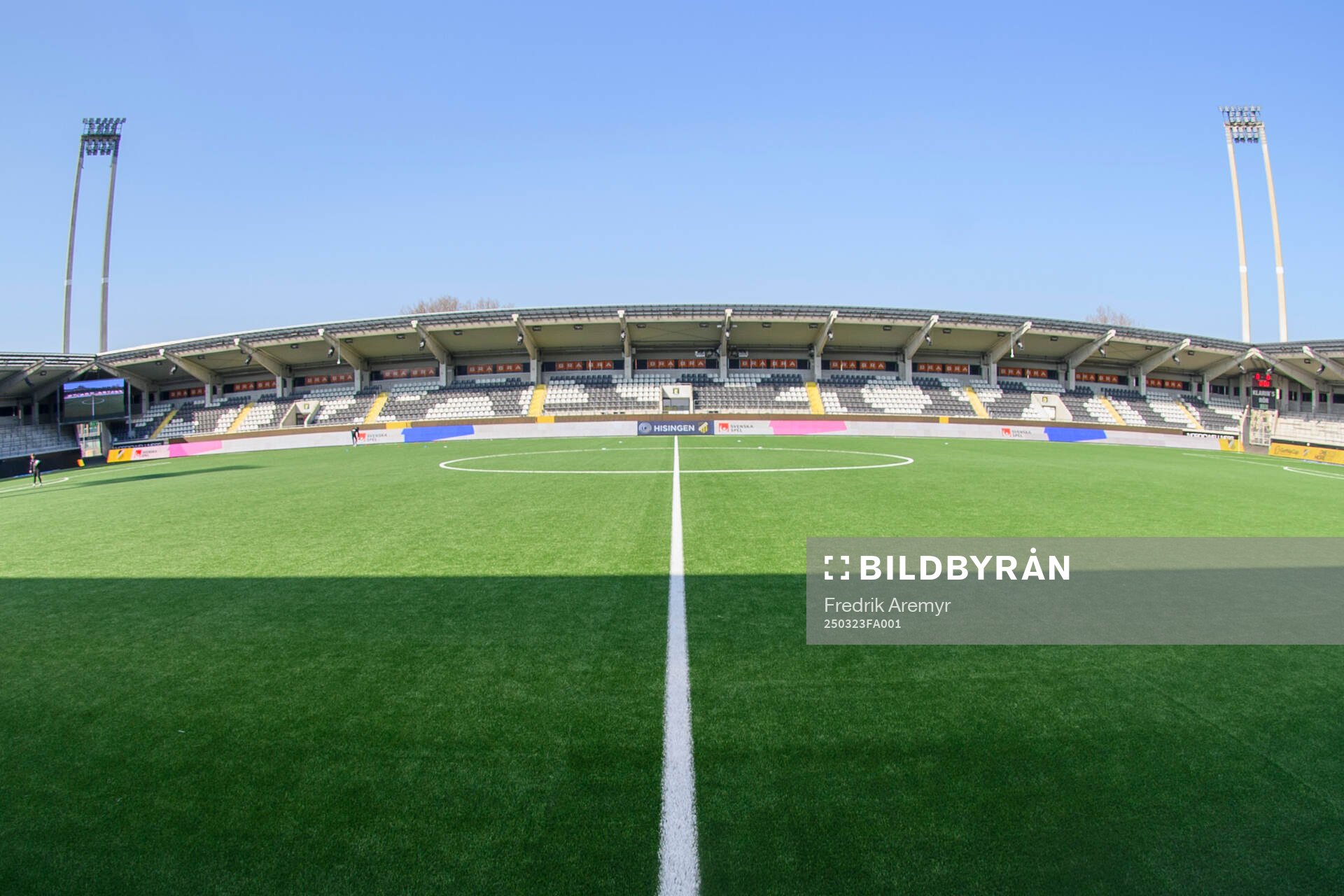 Vybild över Bravida Arena inför fotbollsmatchen i Damallsvenskan mellan Häcken och Malmö FF den 23 mars 2025 i Göteborg. 