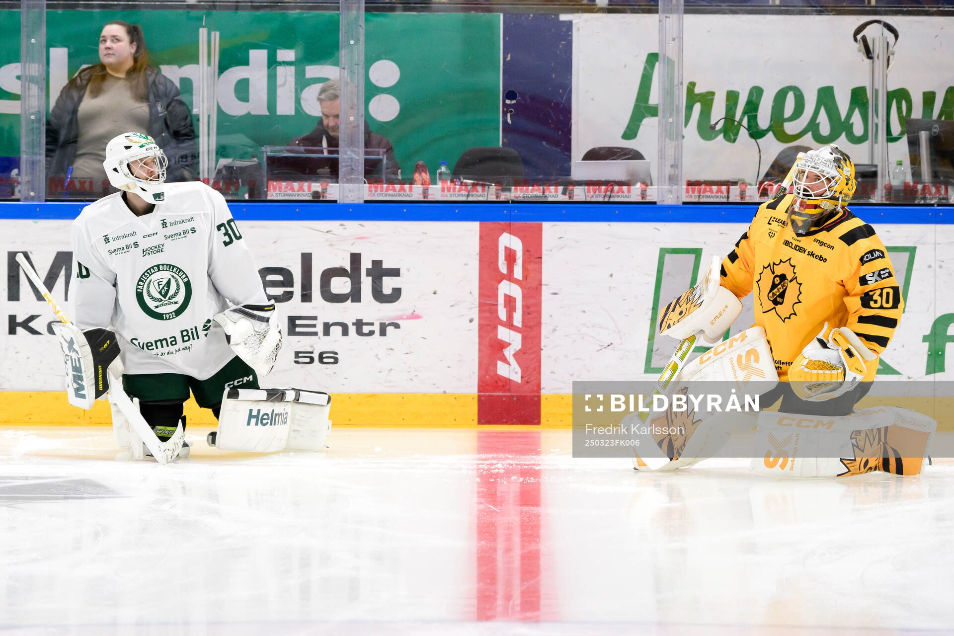 Färjestads målvakt Jörgen Hanneborg och Skellefteås