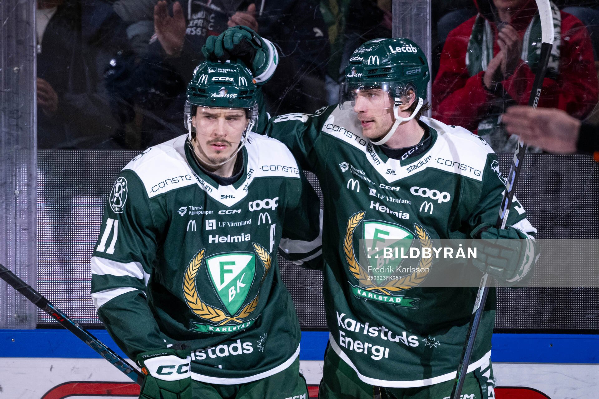Färjestads Joakim Nygård och Marian Studenic jublar