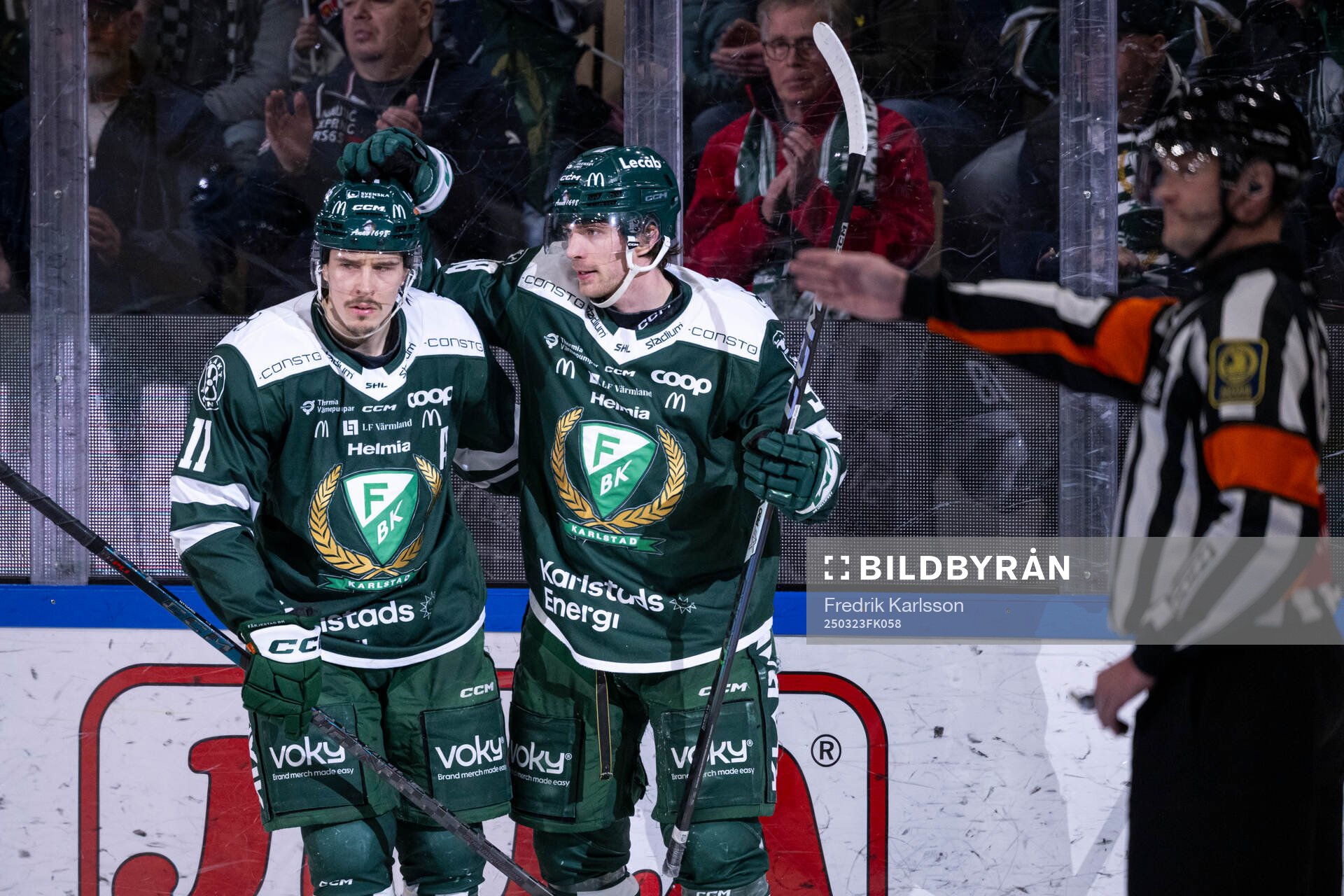 Färjestads Joakim Nygård och Marian Studenic jublar