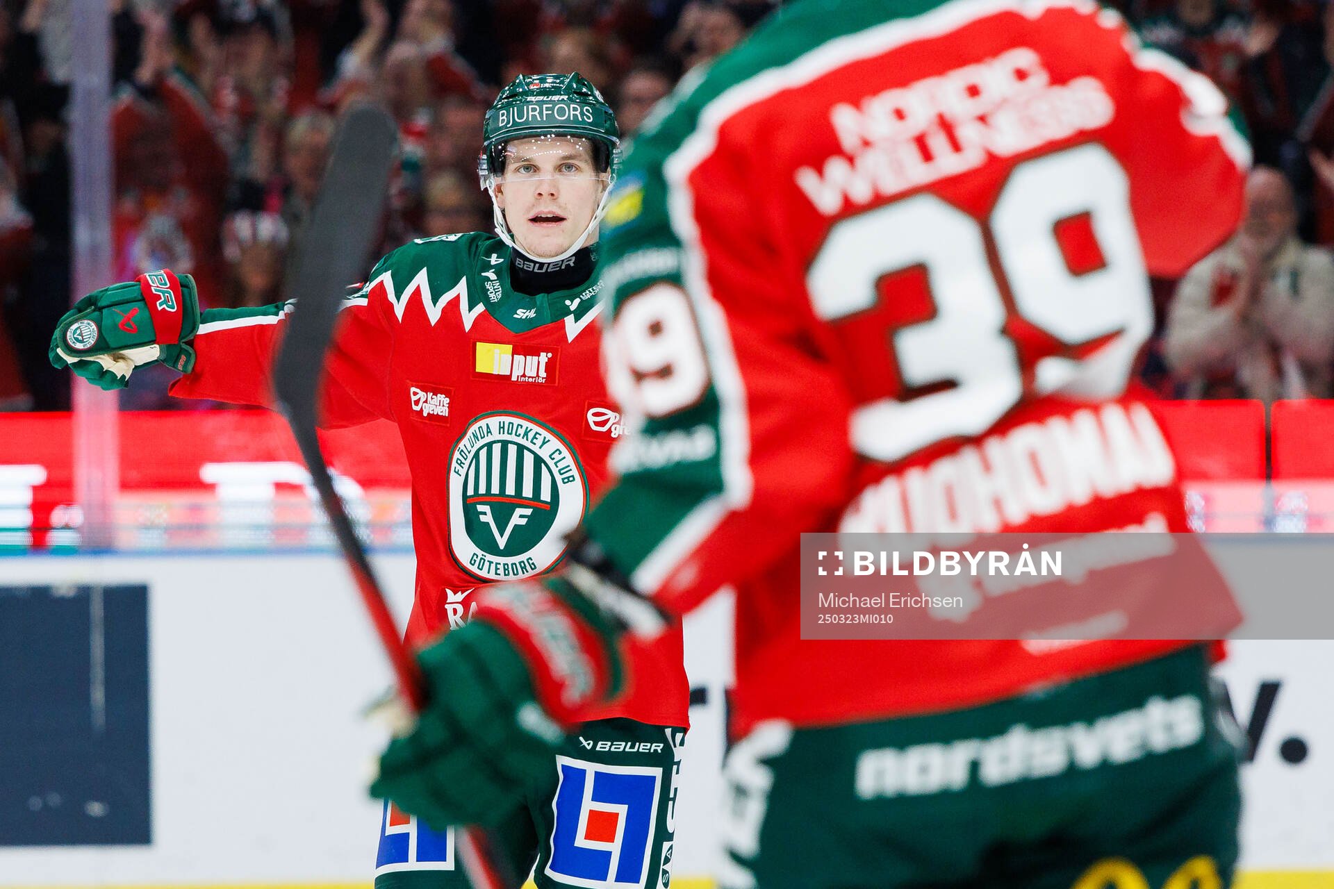 Frölundas Dominik Egli jublar