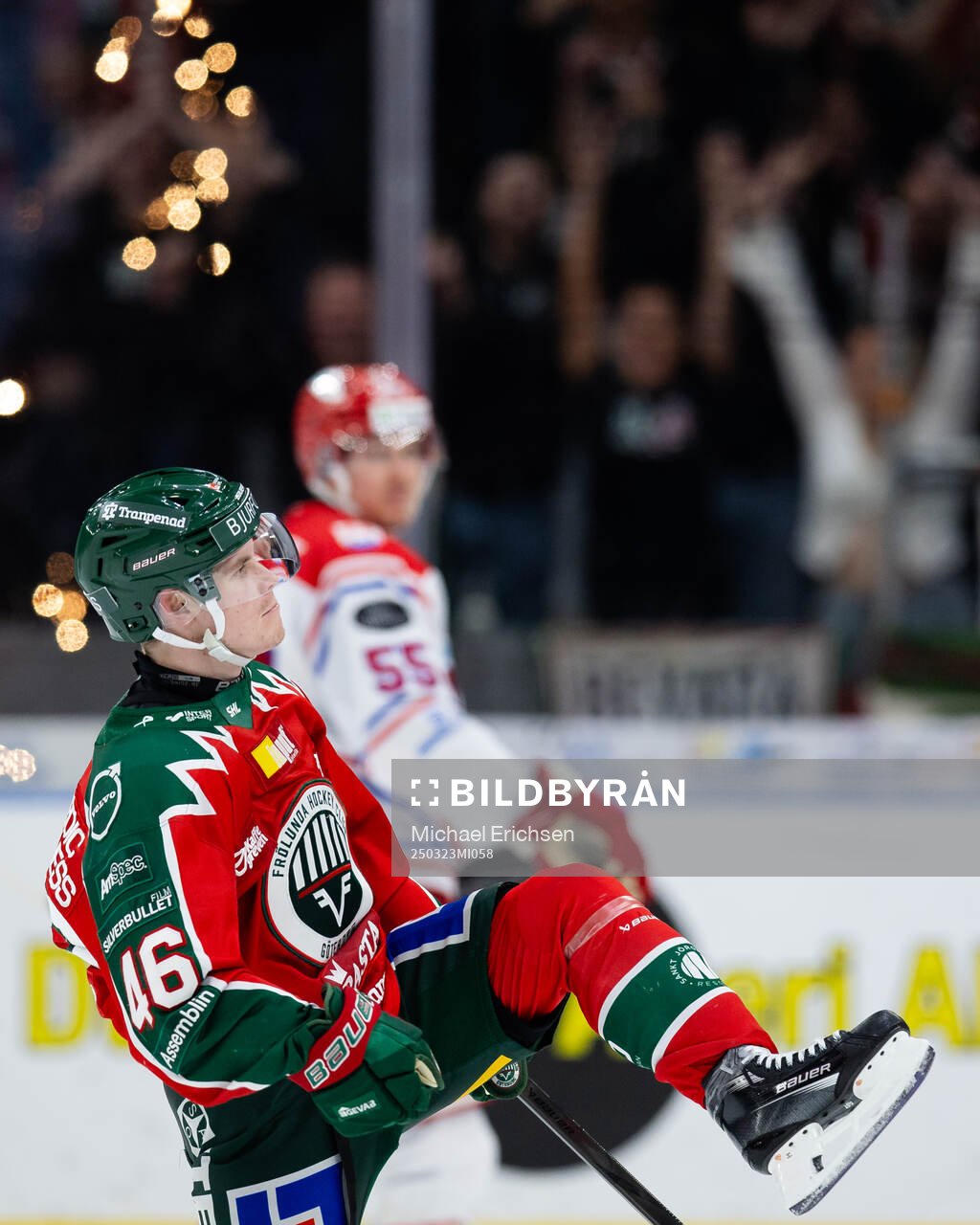 Frölundas Dominik Egli jublar