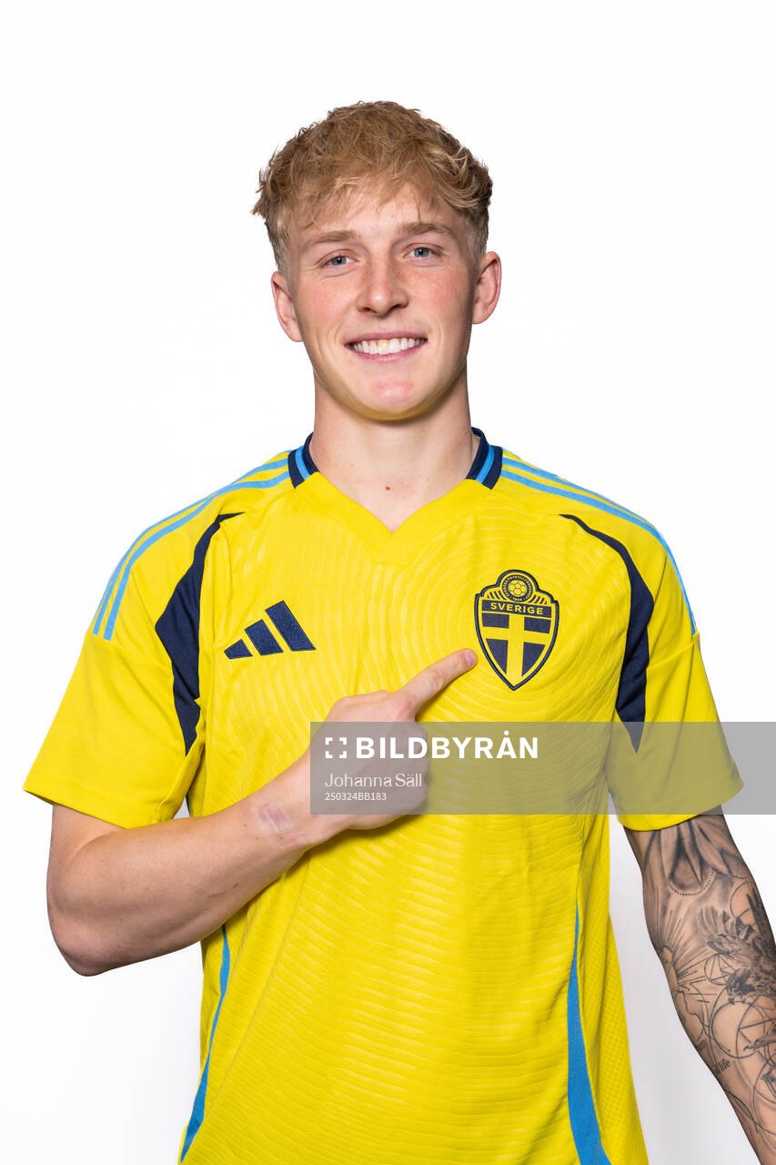 Melker Widell of the Swedish men’s national football team poses for a portrait on March 24, 2025 in Stockholm. 