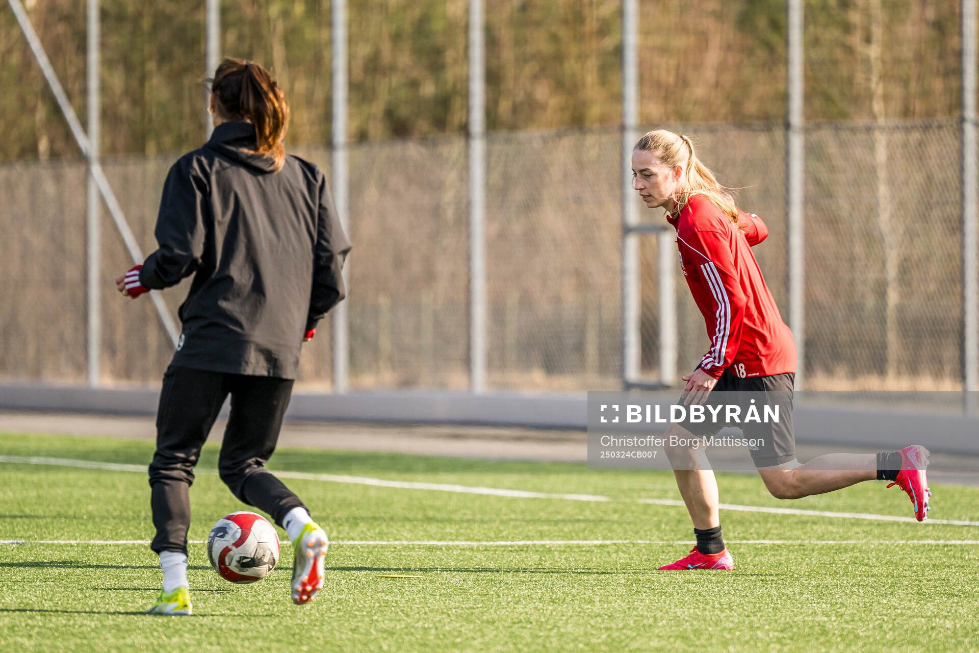 Vittsjö GIKs Linda Sällström under en träning den 24 mars 2025 i Hässleholm. 
