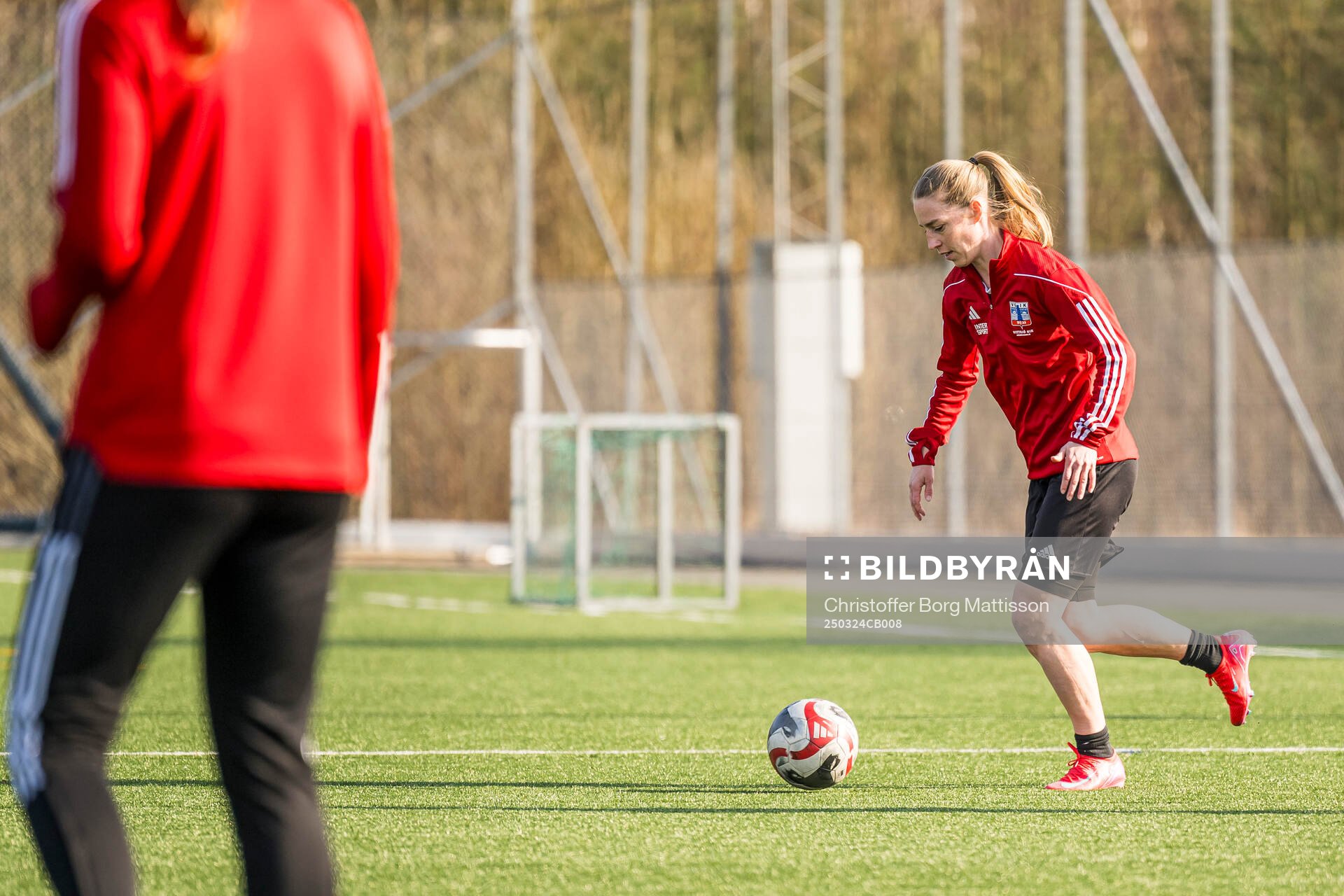 Vittsjö GIKs Linda Sällström under en träning den 24 mars 2025 i Hässleholm. 