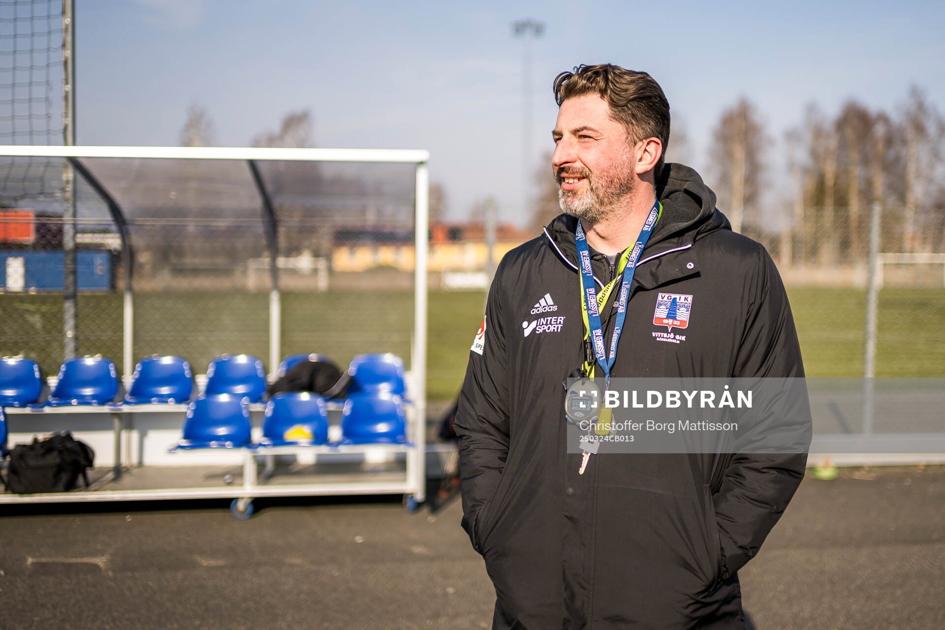 Vittsjö GIKs tränare Mladen Blagojevic under en träning den 24 mars 2025 i Hässleholm. 