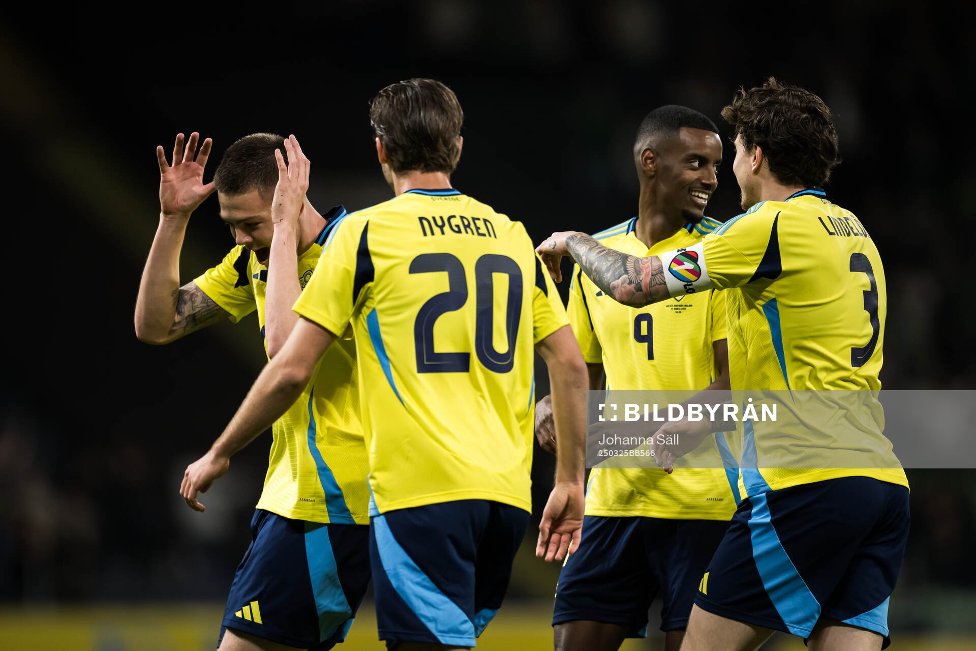 Emil Holm of Sweden celebrate with Benjamin Nygren,
