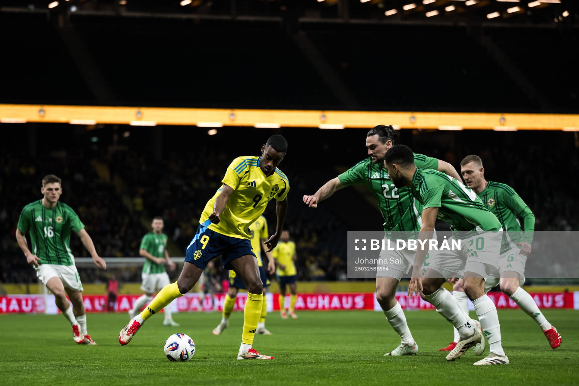 Alexander Isak of Sweden and Ciaron Brown of Northern