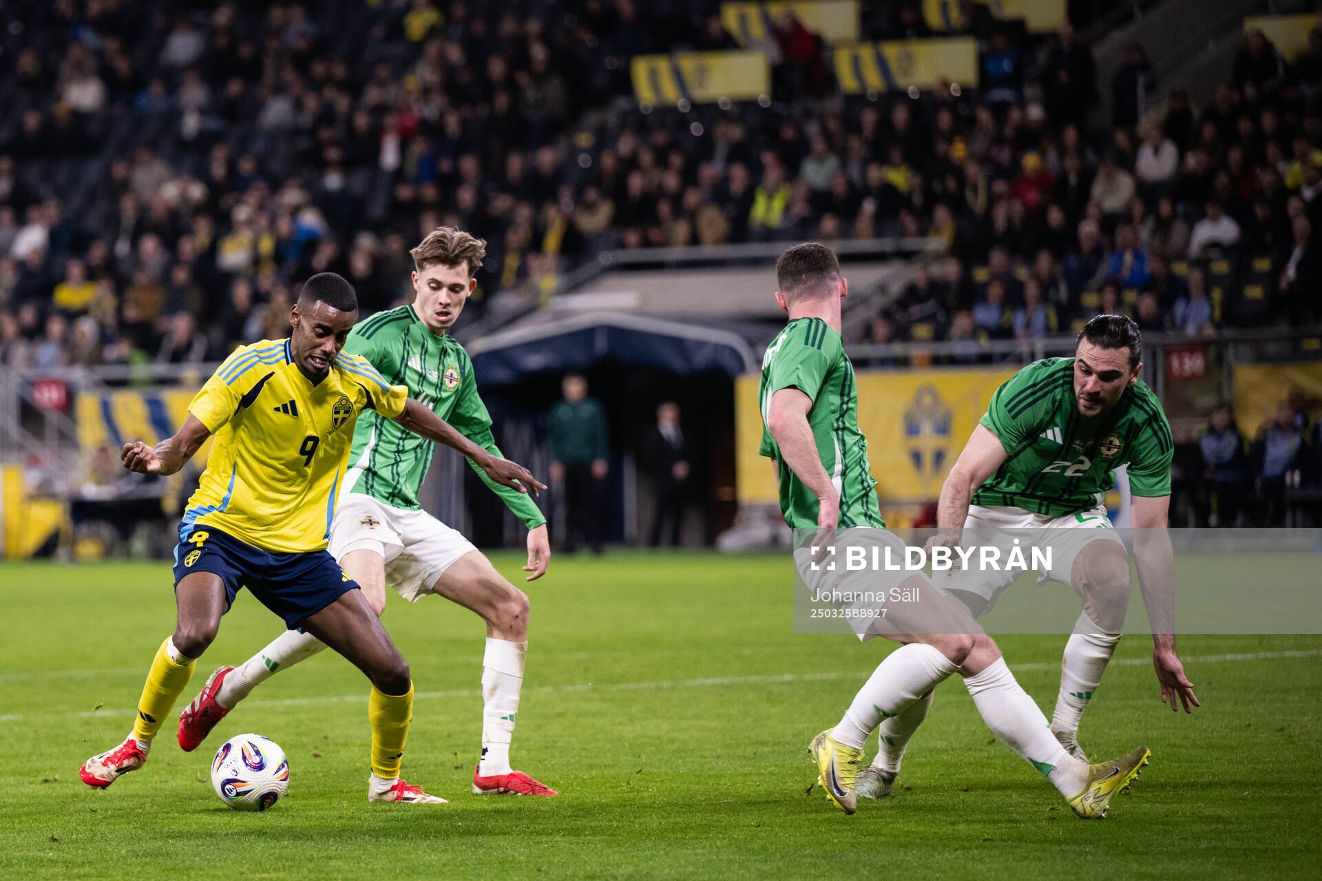 Alexander Isak of Sweden against Isaac Price, Jordan