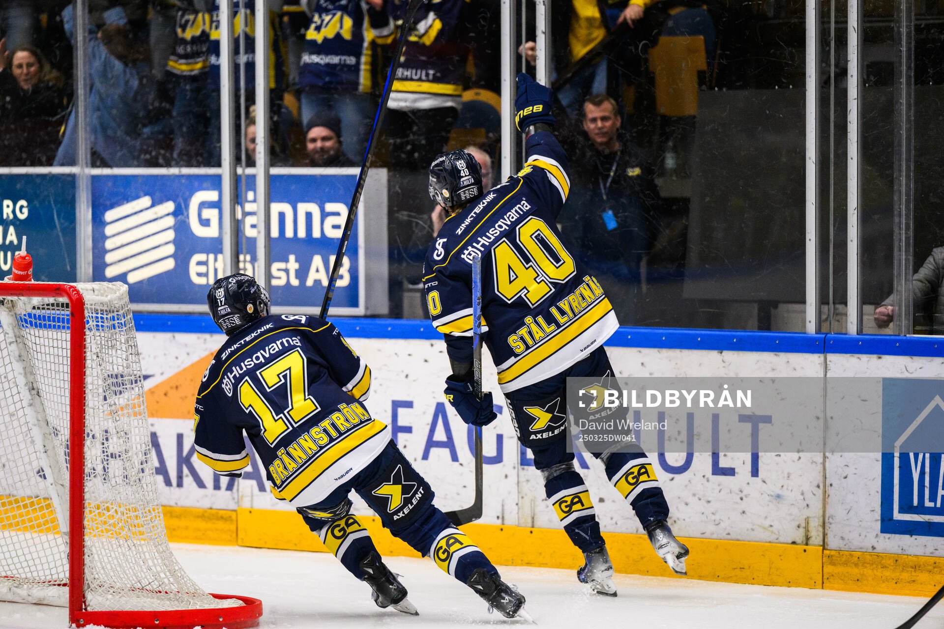 HV71s Oskar Stål-Lyrenäs jublar
